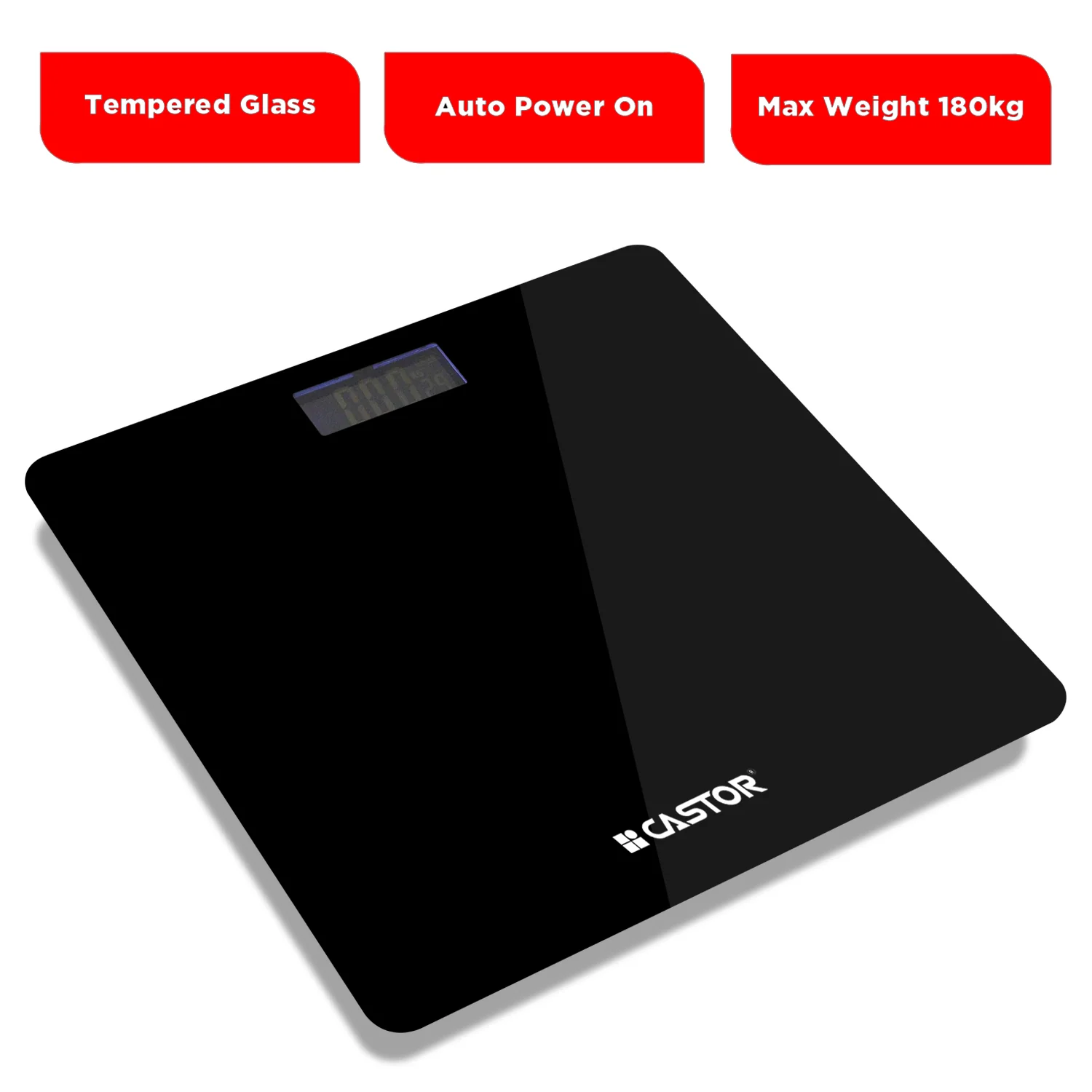 CASTOR iBELL BS026M Digital Weighing Scale for Body Weight – Tempered Glass, LCD Display, Auto Power On, Bathroom Scale up to 180 kg (Black) - Image 5