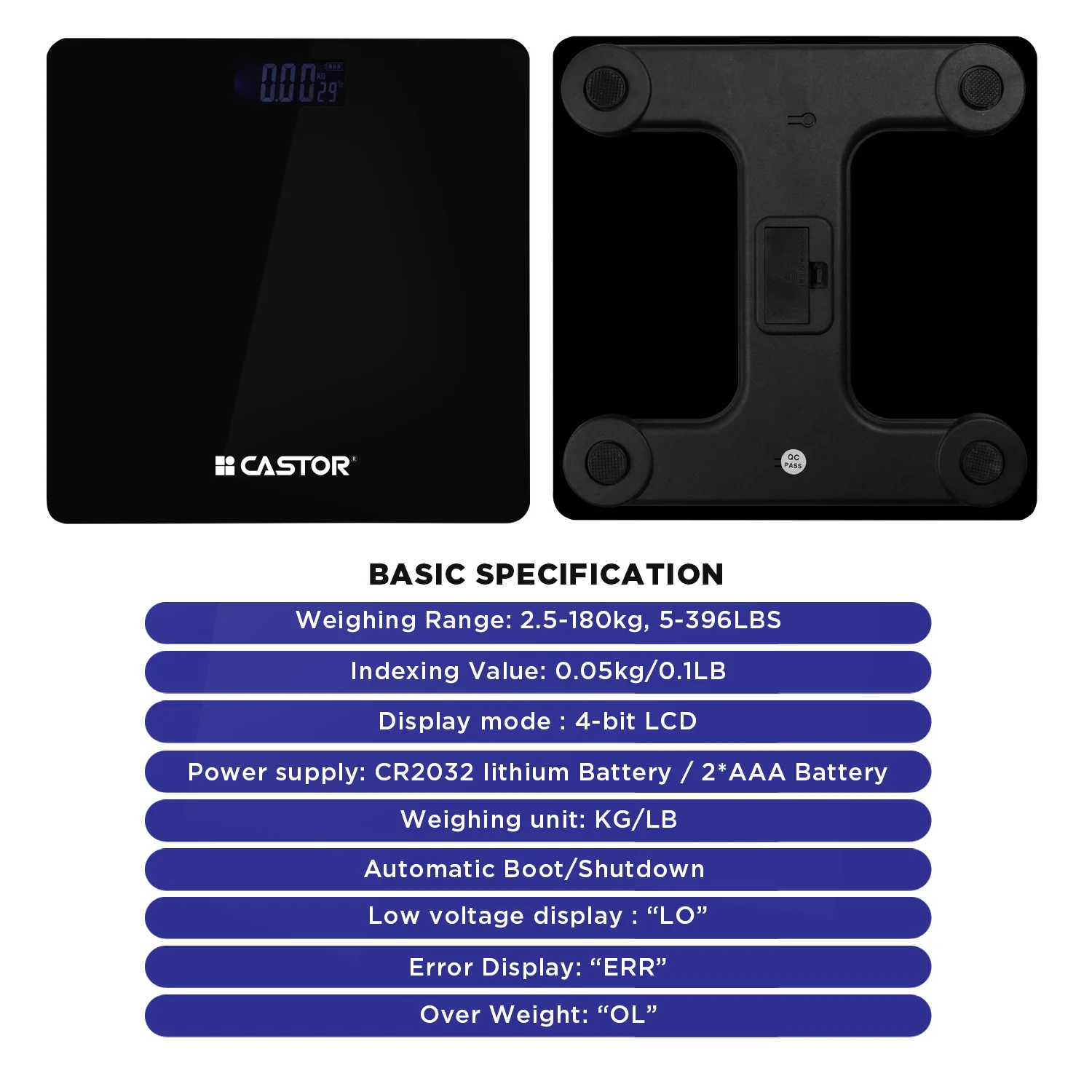 CASTOR iBELL BS026M Digital Weighing Scale for Body Weight – Tempered Glass, LCD Display, Auto Power On, Bathroom Scale up to 180 kg (Black) - Image 6