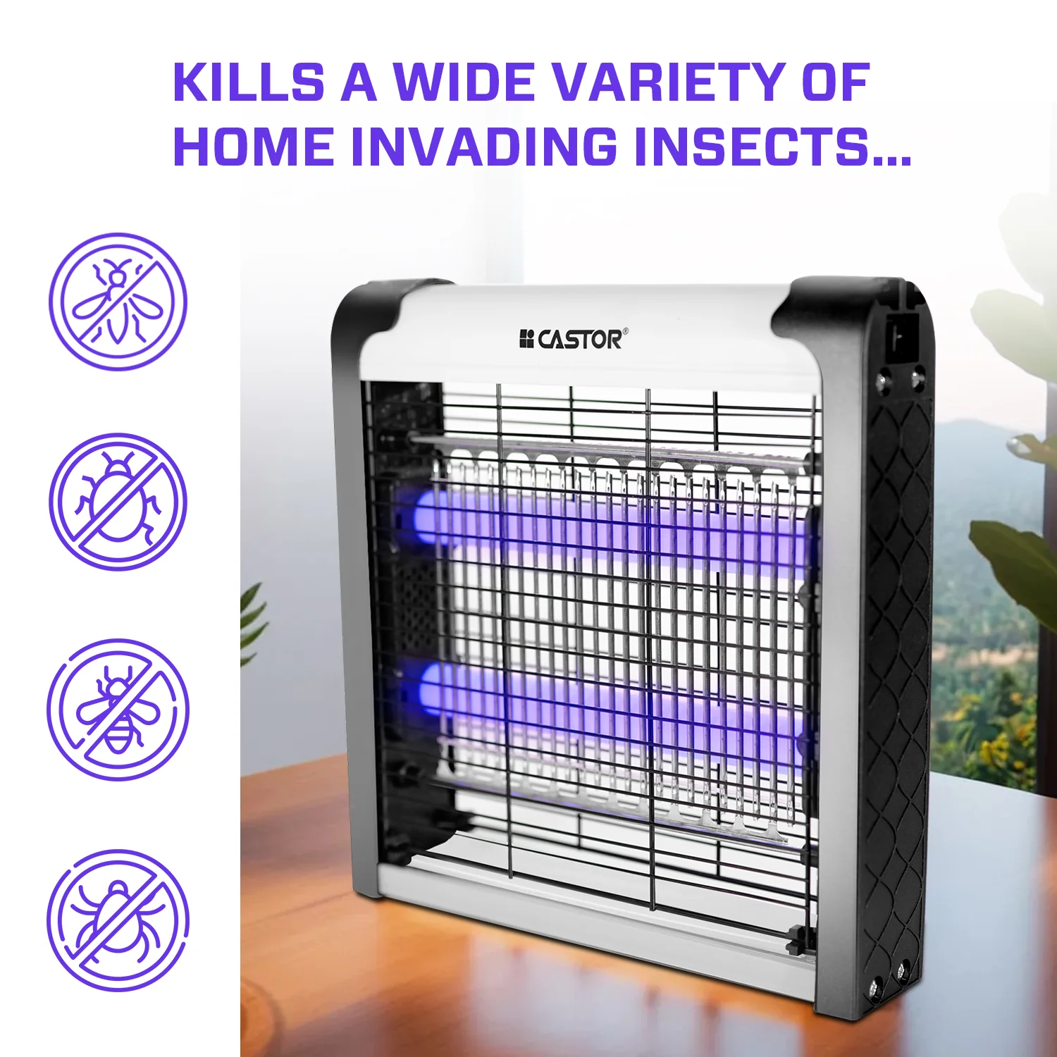 CASTOR M02IK Insect Catcher Machine, Portable LED Lamp, Compact Fly Trap for Home, Electric Insect Killer Indoor & Outdoor (Silver) - Image 4