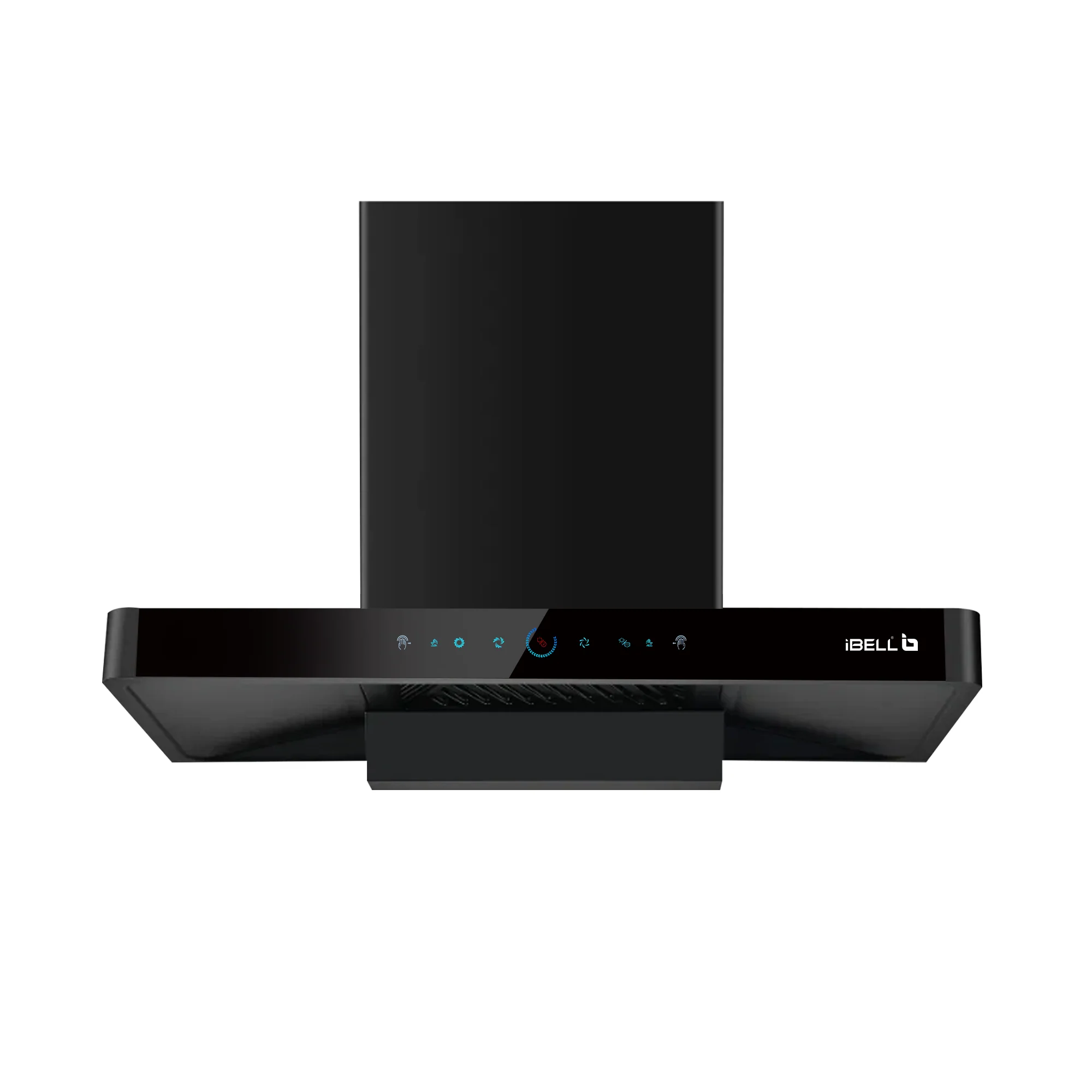 iBELL ELEGANCE 90 DLX Auto Clean Kitchen Chimney 90cm, 1500 m³/hr Suction, Filterless Technology, Motion Sensor & Touch Control, Black Tempered Glass Finish