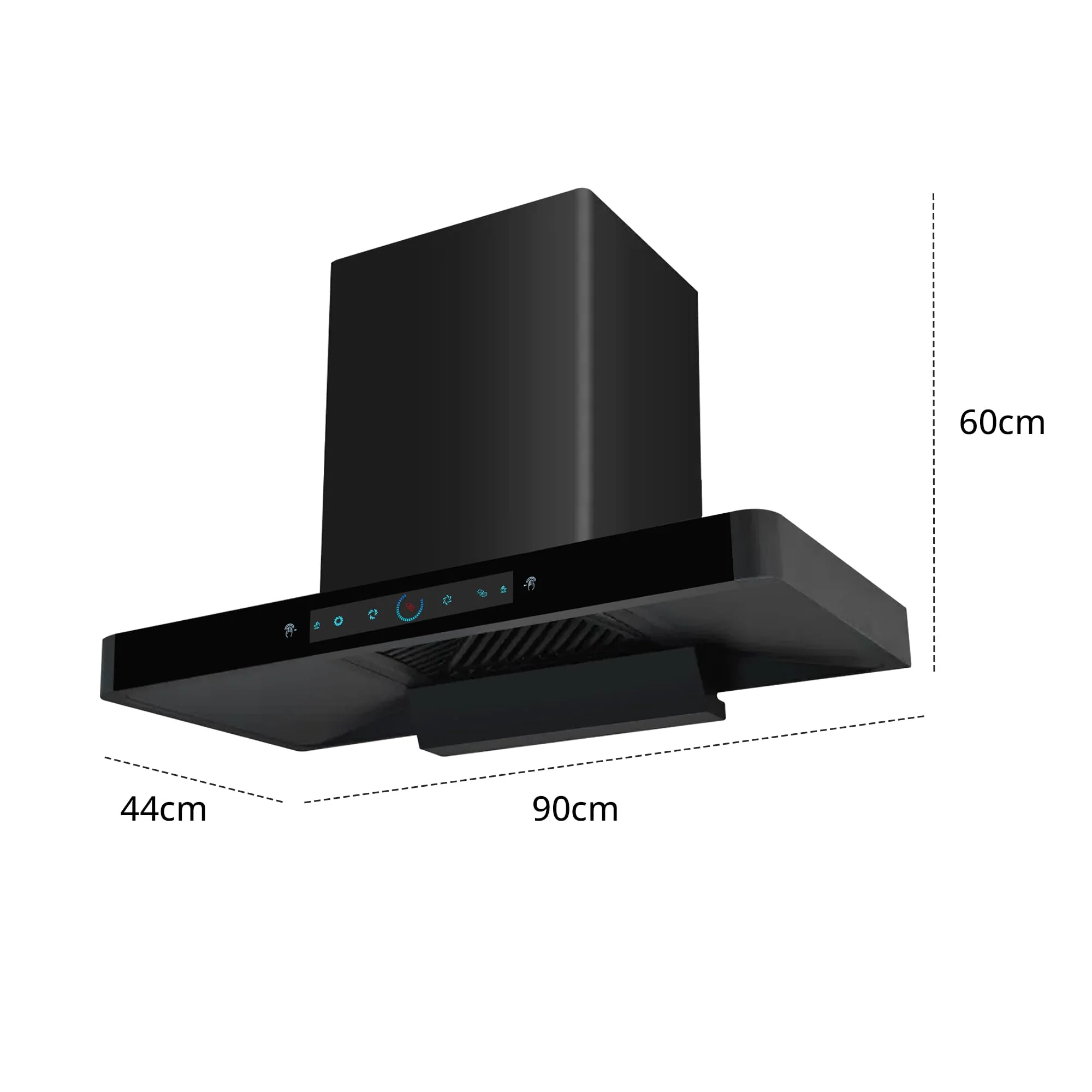 iBELL ELEGANCE 90 DLX Auto Clean Kitchen Chimney 90cm, 1500 m³/hr Suction, Filterless Technology, Motion Sensor & Touch Control, Black Tempered Glass Finish - Image 4