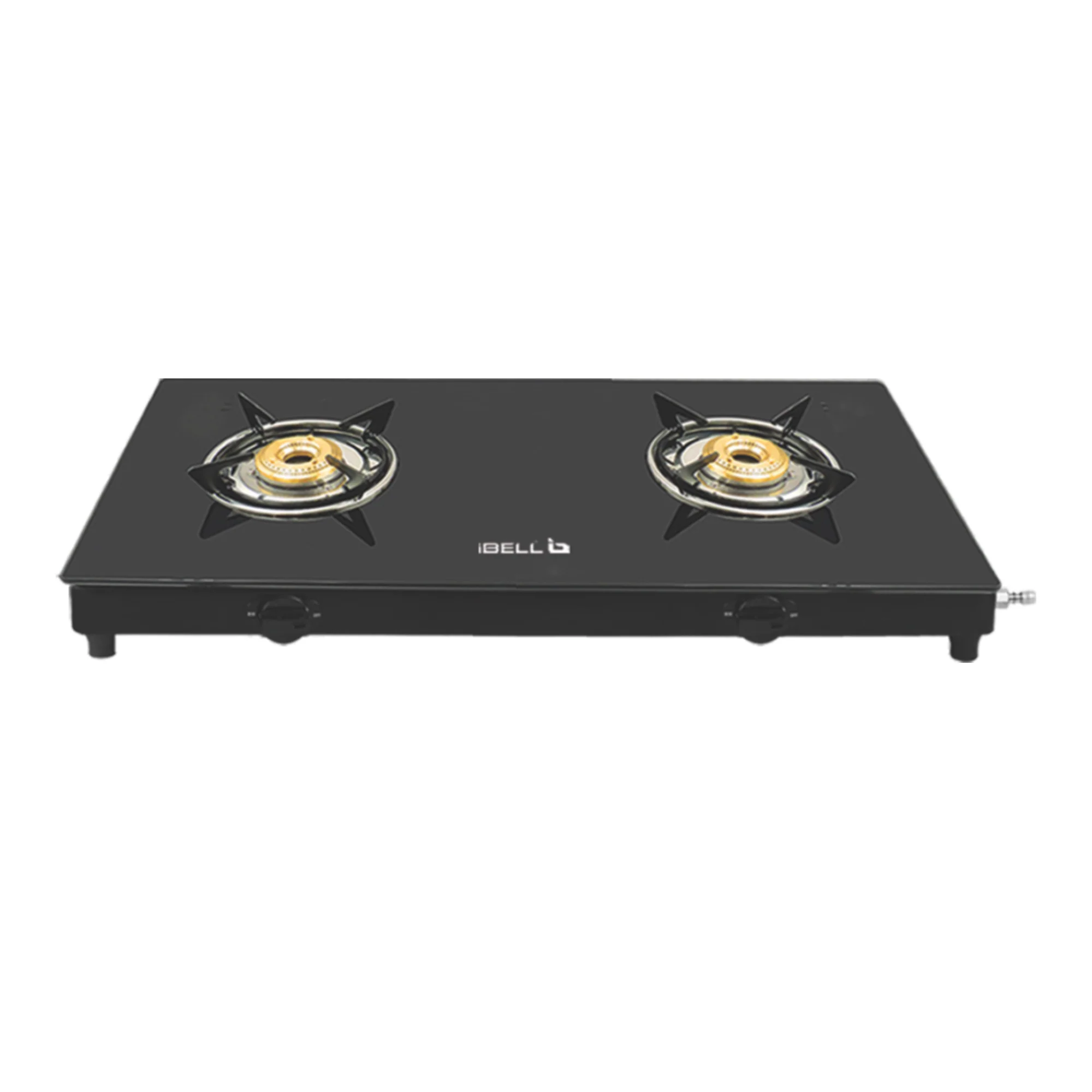 iBELL IBL SLEEK 02B 2 Burner Gas Stove – Black MS Top, ISI Marked, Toughened Pan Support