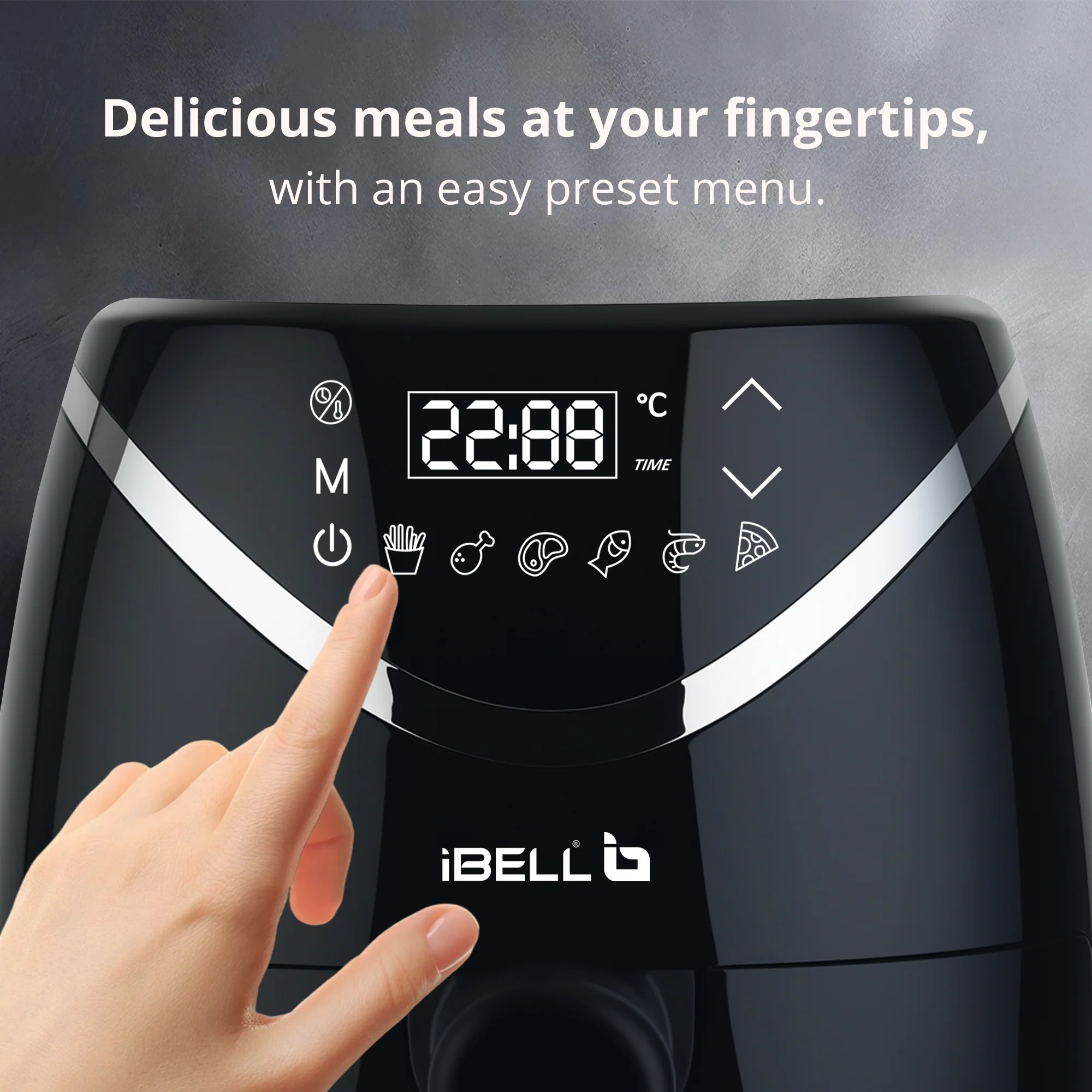 iBELL 3.2L Digital Air Fryer |800W, Feather Touch Control, 6 Preset Cooking Modes, Adjustable Temperature, One Basket with Steam Rack, Oil-Free Healthy Cooking (Black) - Image 3