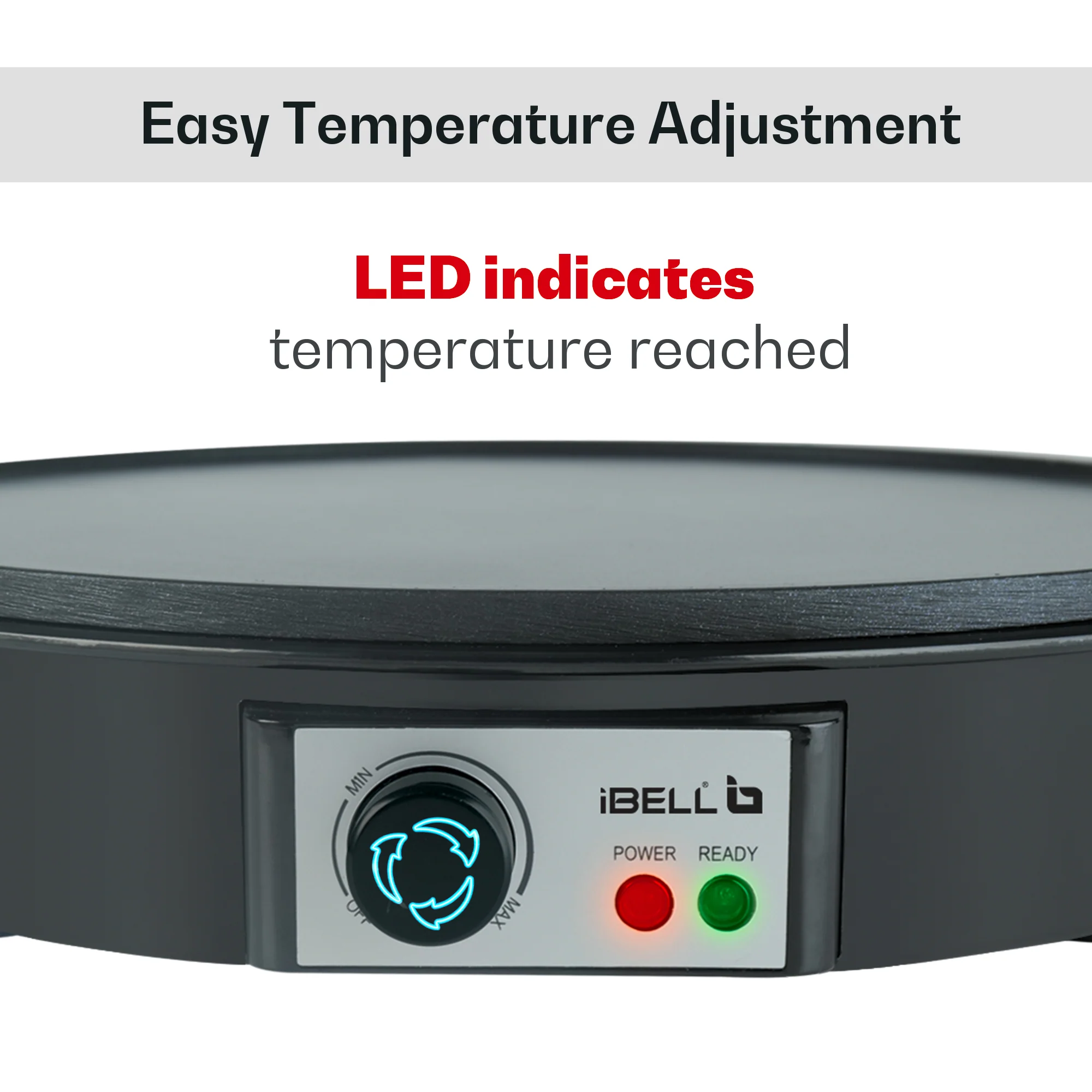 IBELL CRISP300 Dosa Maker Machine, Electric, For Dosa, Roti, Chapati, Paratha, Uthappam, Omelette, Pancake, 31cm Non-Stick Cooking Plate (Black) - Image 4