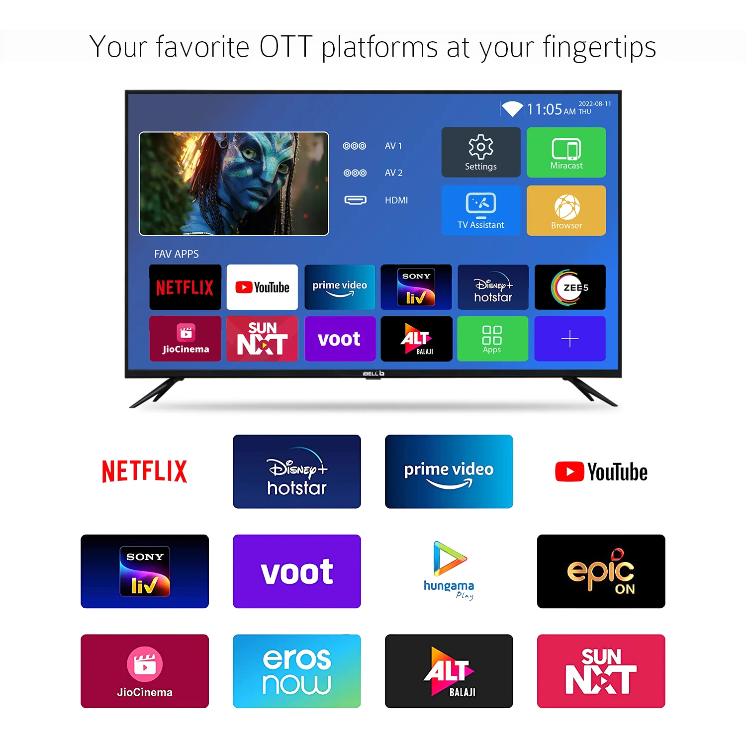 IBELL 109 cm (43 Inches) Smart Full HD LED TV, Android 9.0, Wide Screen (Black) - Image 7