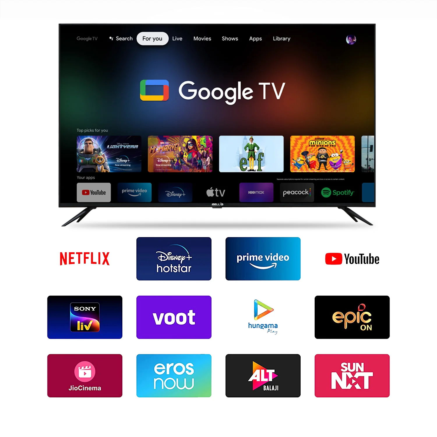 IBELL 109cm (43 inches) Frameless Google LED TV - Full HD, Android 11.0, Smart Features, Crisp Display, Sleek Design (GTV43E, Black) - Image 6