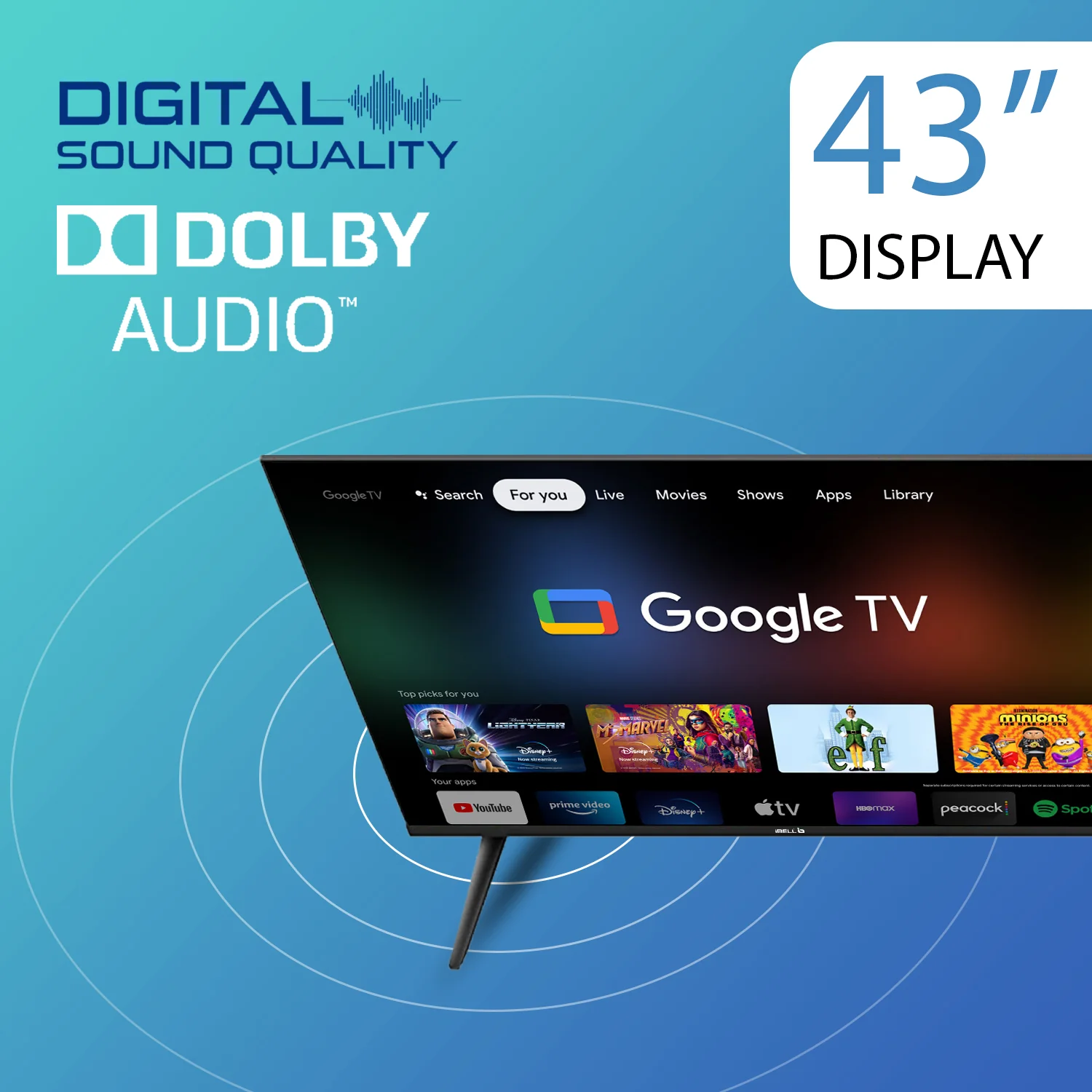 IBELL 109cm (43 inches) Frameless Google LED TV - Full HD, Android 11.0, Smart Features, Crisp Display, Sleek Design (GTV43E, Black) - Image 7