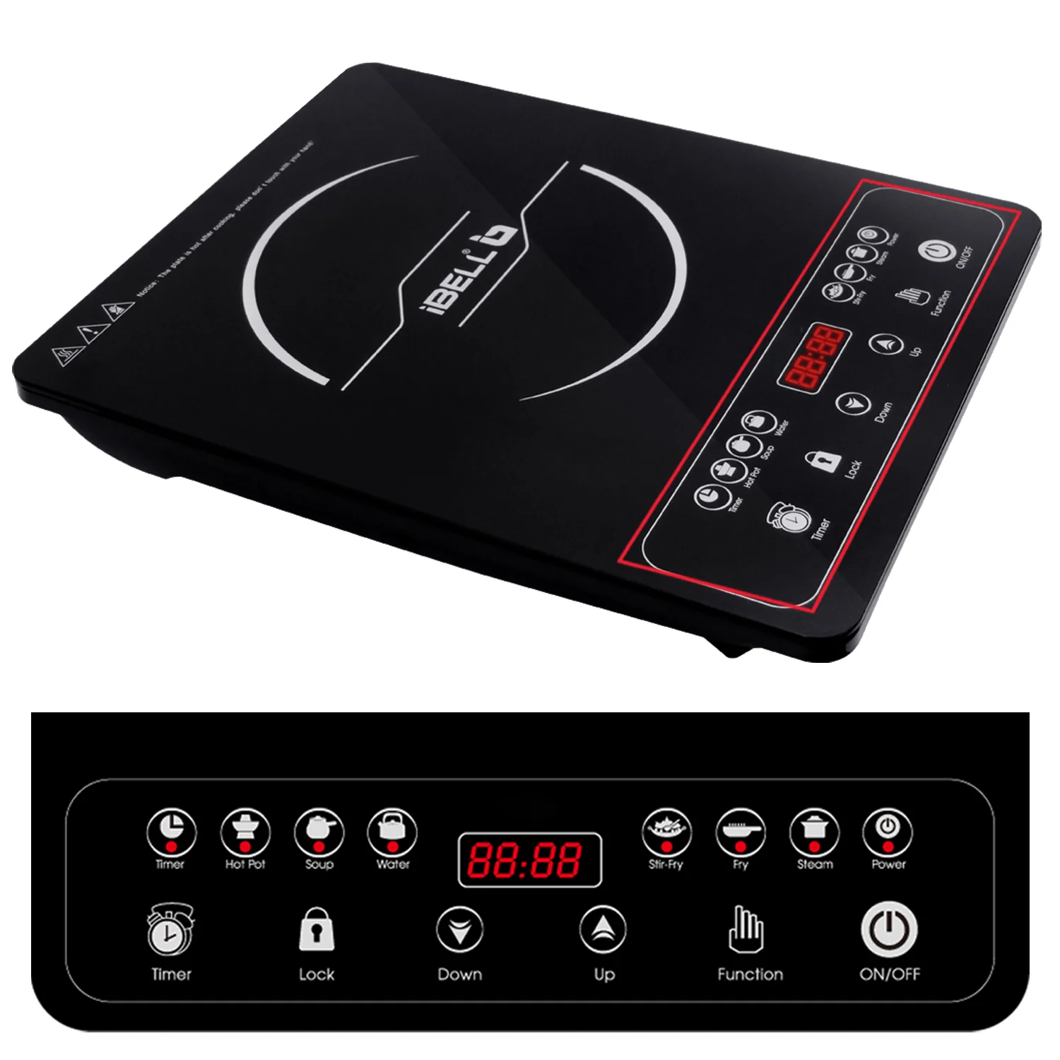 iBELL 20 YO Induction Cooktop 2000W with Full Touch Control, Auto Shut Off and over Heat Protection Black - Image 3