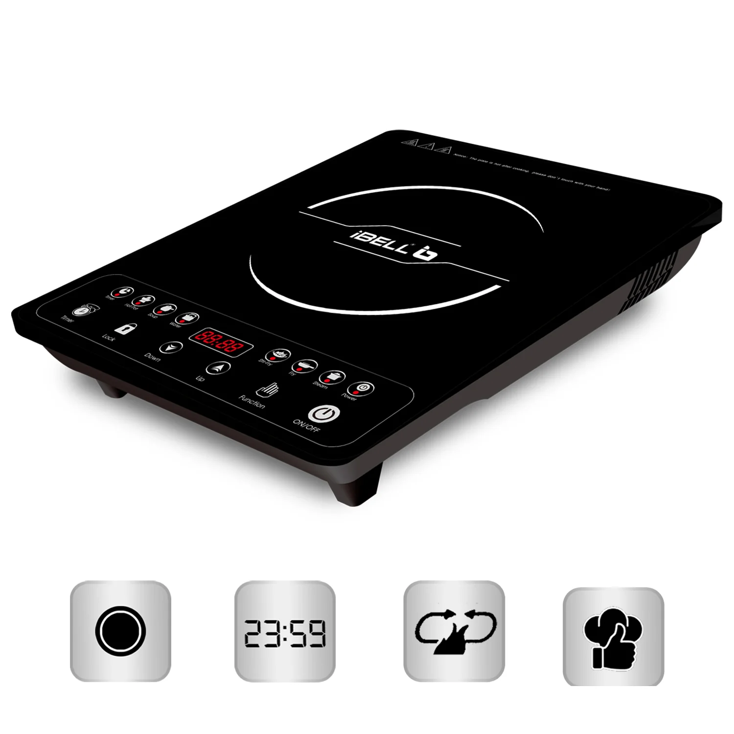 iBELL 20 YO Induction Cooktop 2000W with Full Touch Control, Auto Shut Off and over Heat Protection Black - Image 4
