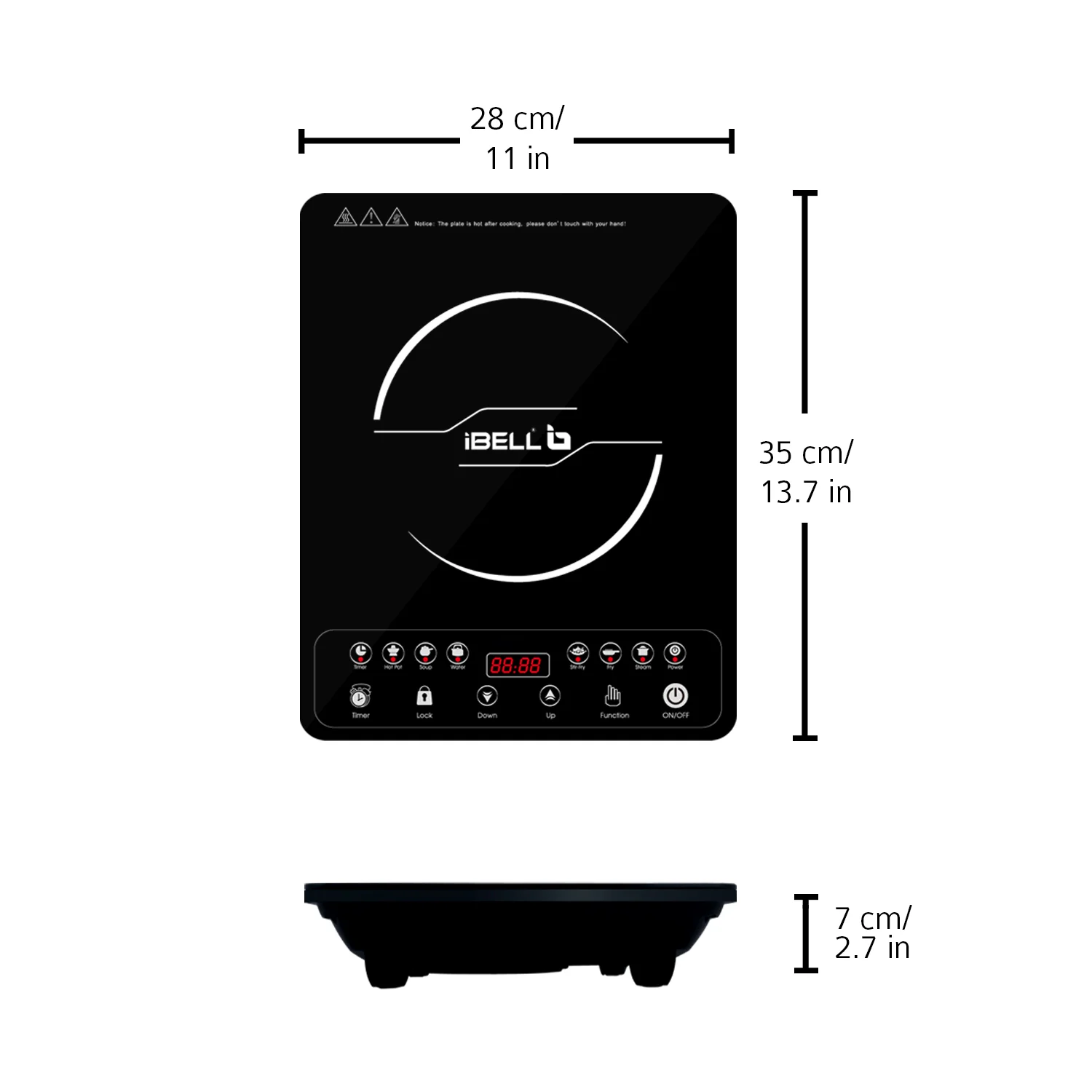 iBELL 20 YO Induction Cooktop 2000W with Full Touch Control, Auto Shut Off and over Heat Protection Black - Image 6