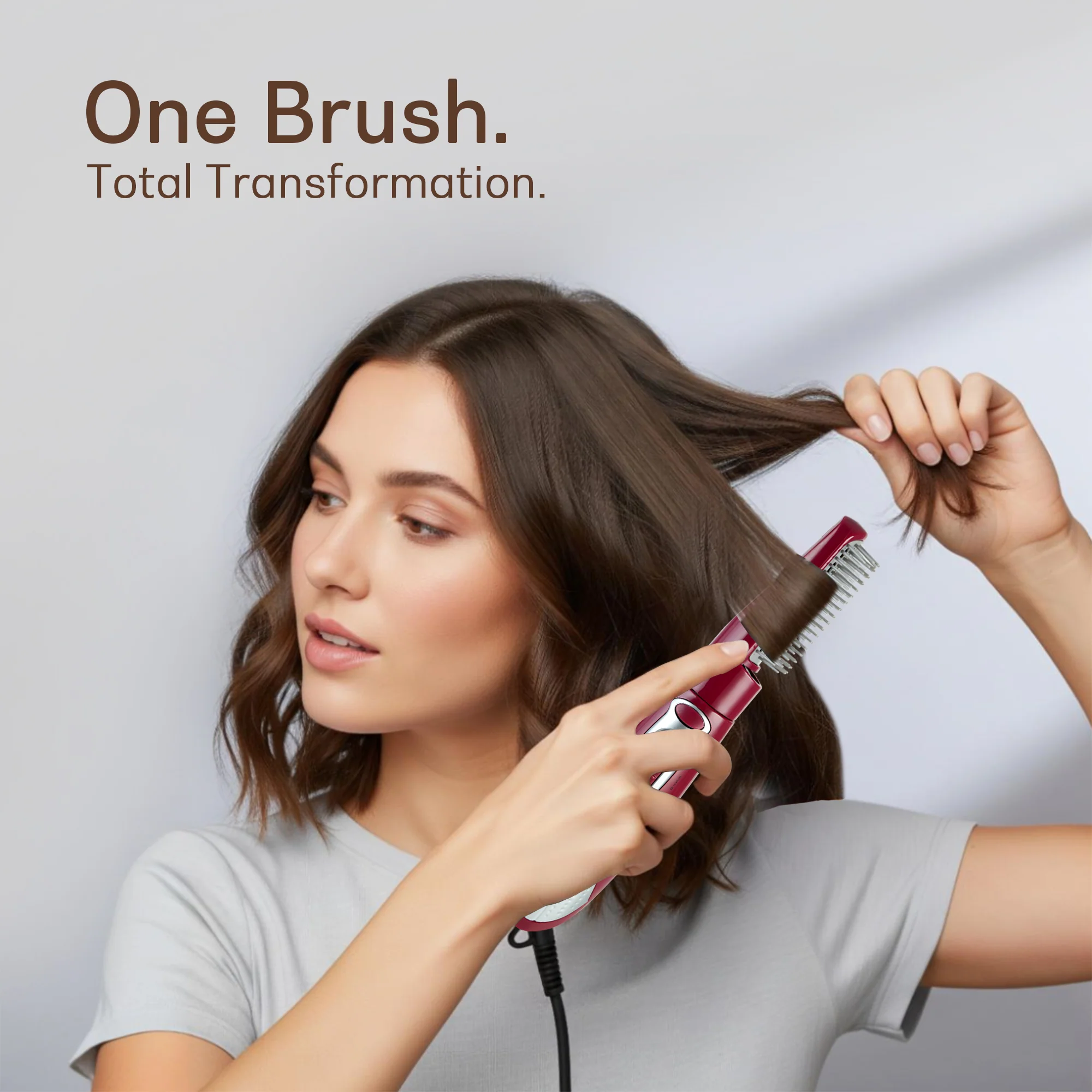 IBELL Hair Straightening Brush for Women | 3-in-1 Hot Air Brush for Styling, Drying & Straightening | Ceramic Bristles, 3 Speed Settings, Smooth Salon Finish | Ideal for Everyday Hair Care, 1-Year Warranty - Image 3