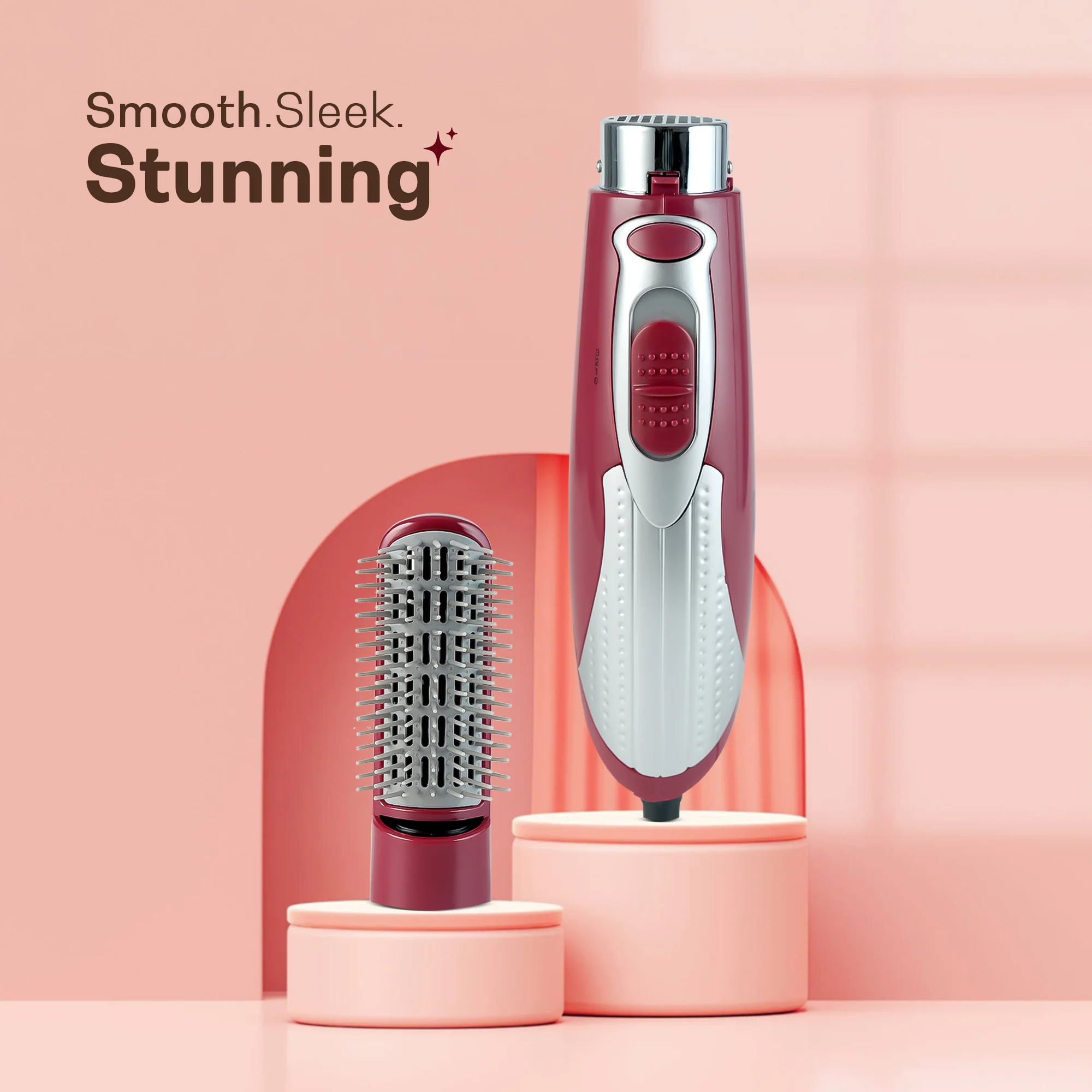 IBELL Hair Straightening Brush for Women | 3-in-1 Hot Air Brush for Styling, Drying & Straightening | Ceramic Bristles, 3 Speed Settings, Smooth Salon Finish | Ideal for Everyday Hair Care, 1-Year Warranty - Image 4