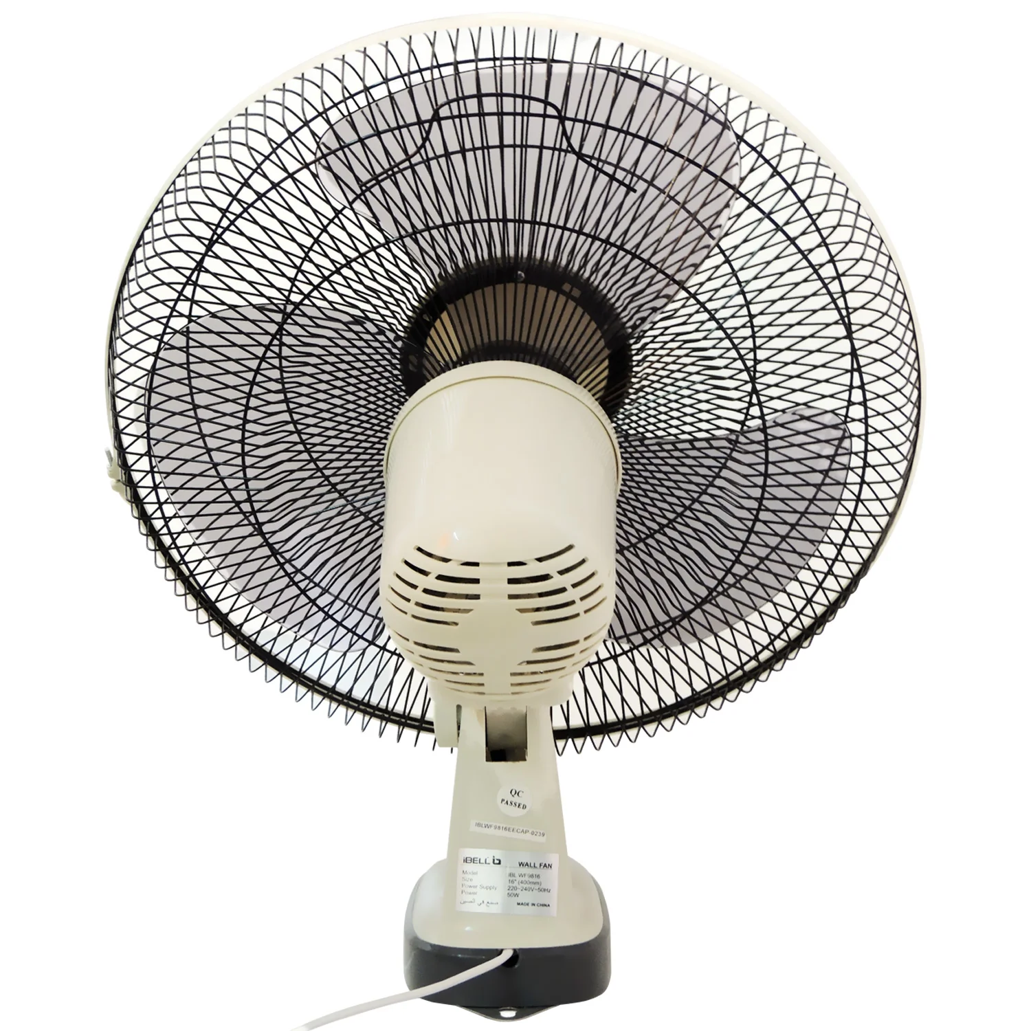 IBELL 9816WF High Speed Wall Fan with 3 Leaf, 406mm, Low Noise Motor (Ivory White) - Image 11