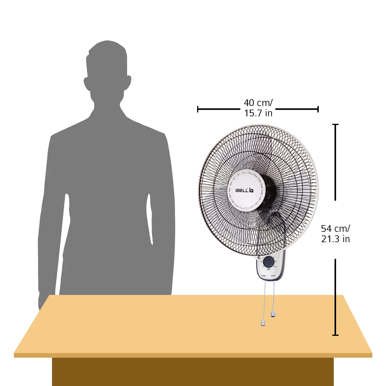 IBELL 9816WF High Speed Wall Fan with 3 Leaf, 406mm, Low Noise Motor (Ivory White) - Image 4
