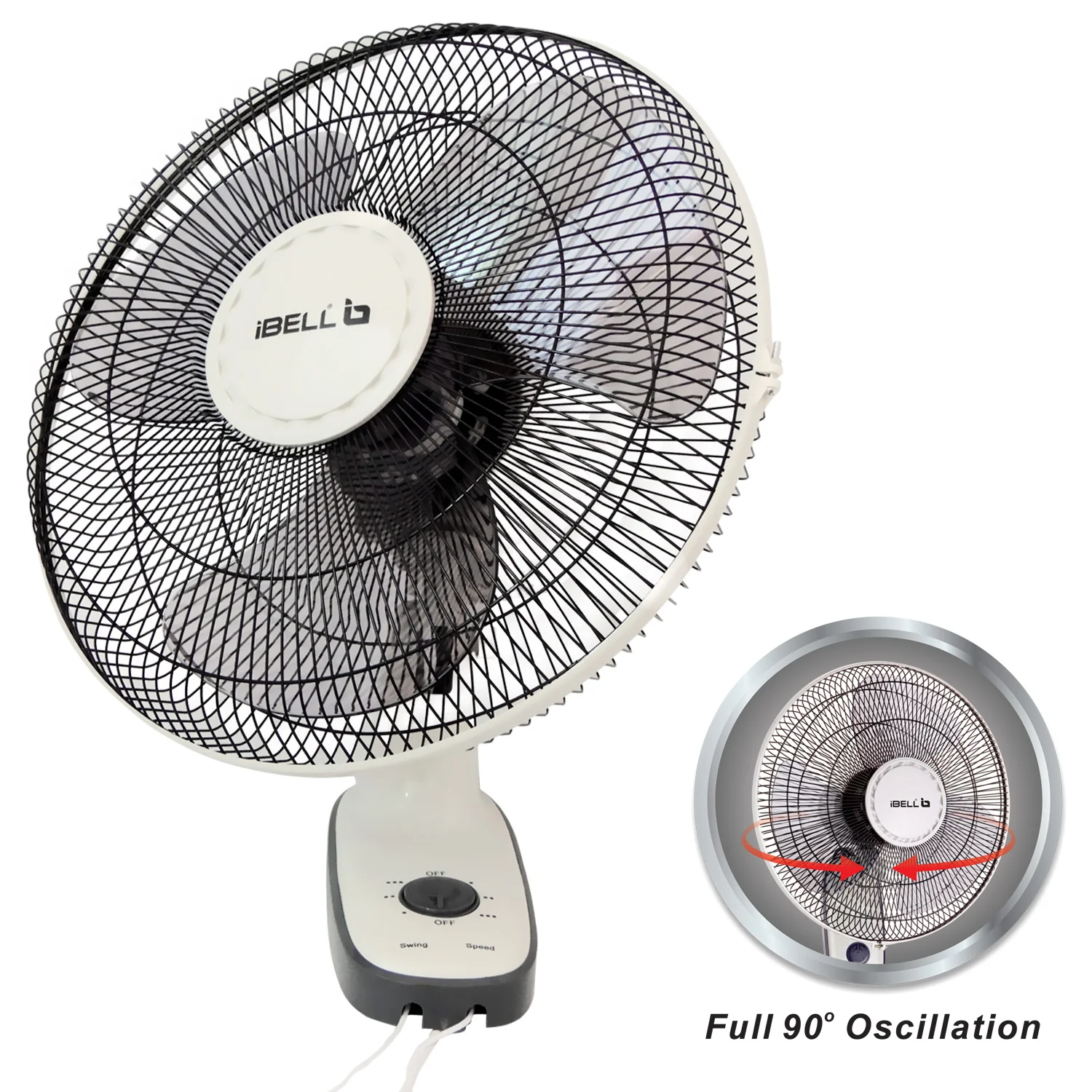 IBELL 9816WF High Speed Wall Fan with 3 Leaf, 406mm, Low Noise Motor (Ivory White) - Image 8