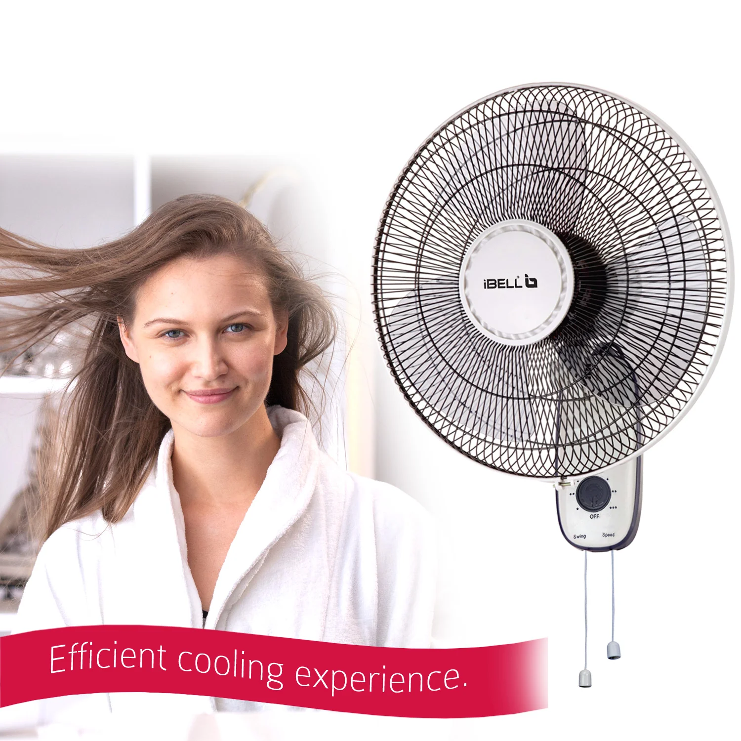 IBELL 9816WF High Speed Wall Fan with 3 Leaf, 406mm, Low Noise Motor (Ivory White) - Image 9