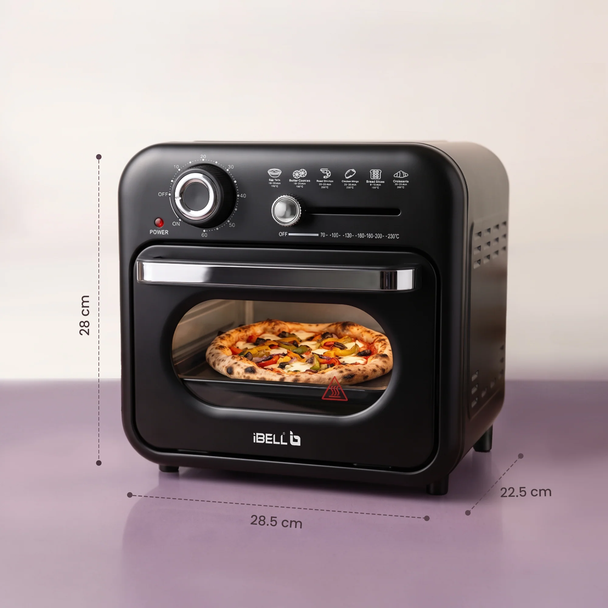 iBELL Aero Wave 10L Air Fryer Oven, 1400W Mini OTG with 360° Hot Air Circulation, Rotisserie, Bake, Grill, Roast & Dehydrate, 6 Preset Cooking Modes, Temperature Control, Black - Image 7