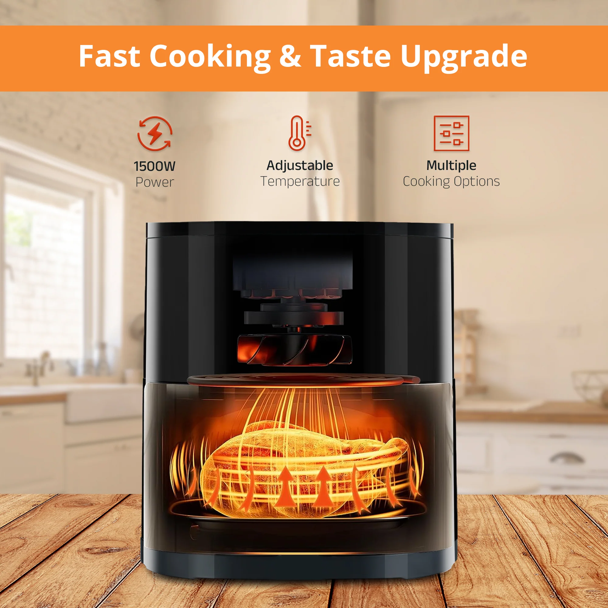iBELL AEROFRY420DM Air Fryer 4.2 Litre - 1500W with Multiple Cooking Options, Dishwasher Safe, Non-stick Coating & Adjustable Temperature Control (Black) - Image 3
