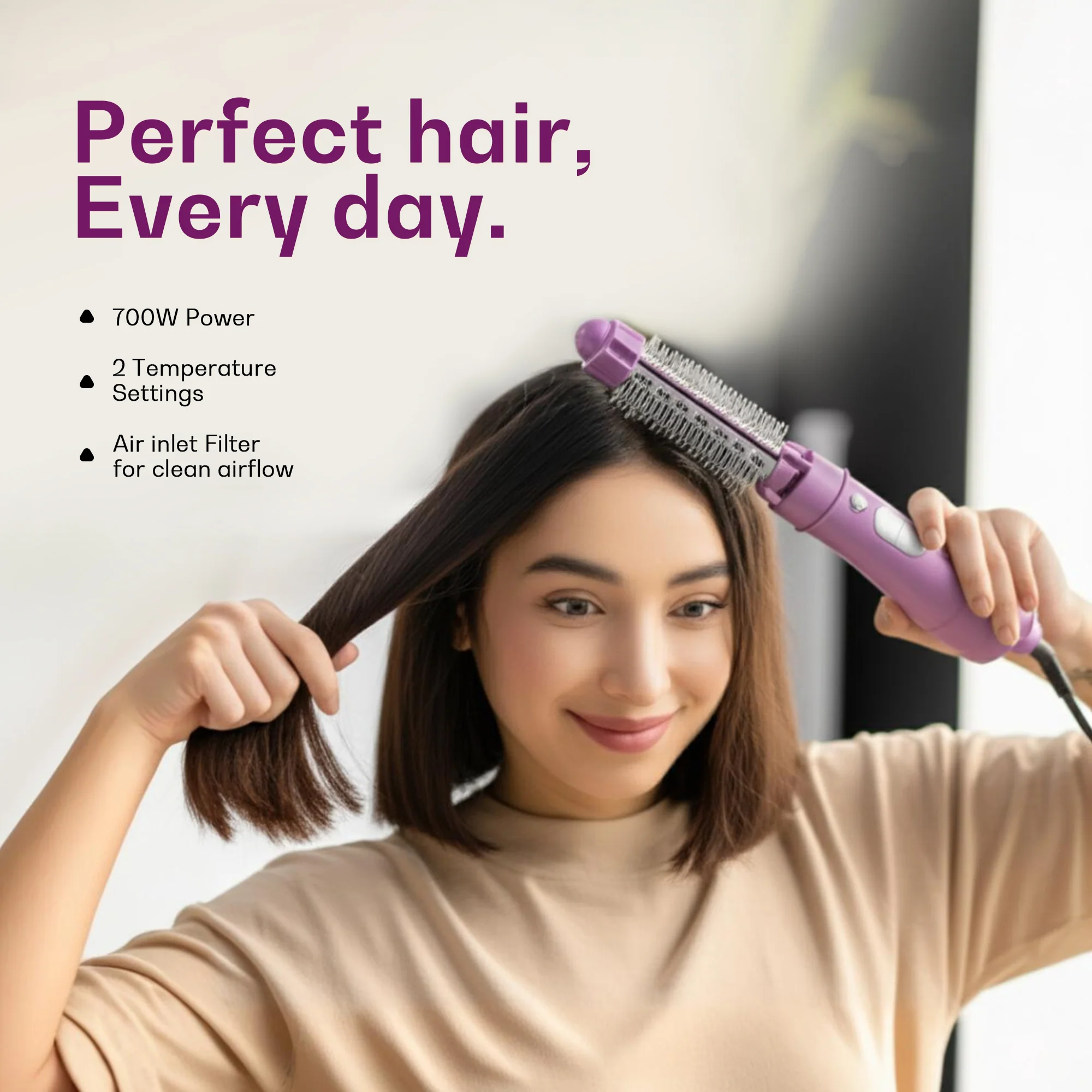 IBELL 4 in 1 Hair Styler for Women – Complete Styling Kit with Hair Styler Brush, Paddle Brush, Volumizing Round Brush & Curling Iron - Image 6
