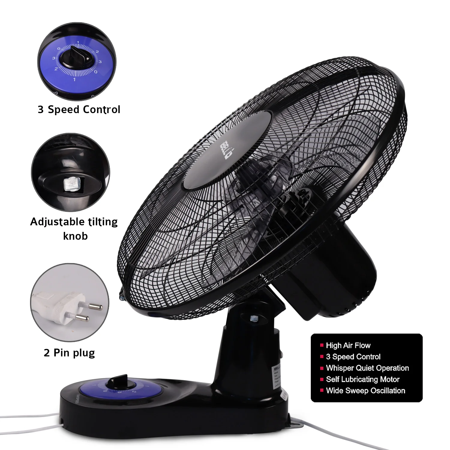 IBELL BLADE WF1980 Premium Wall Fan with 5 Leaf, Low Noise Motor,High Speed - Black, 9 inches - Image 10