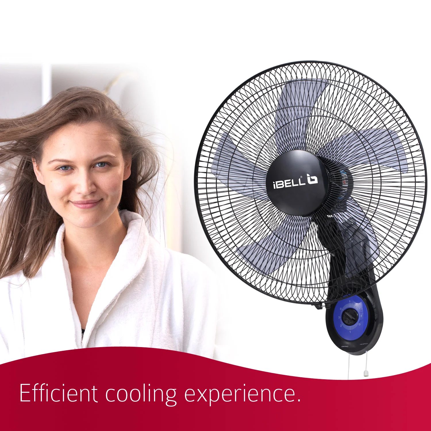IBELL BLADE WF1980 Premium Wall Fan with 5 Leaf, Low Noise Motor,High Speed - Black, 9 inches - Image 3