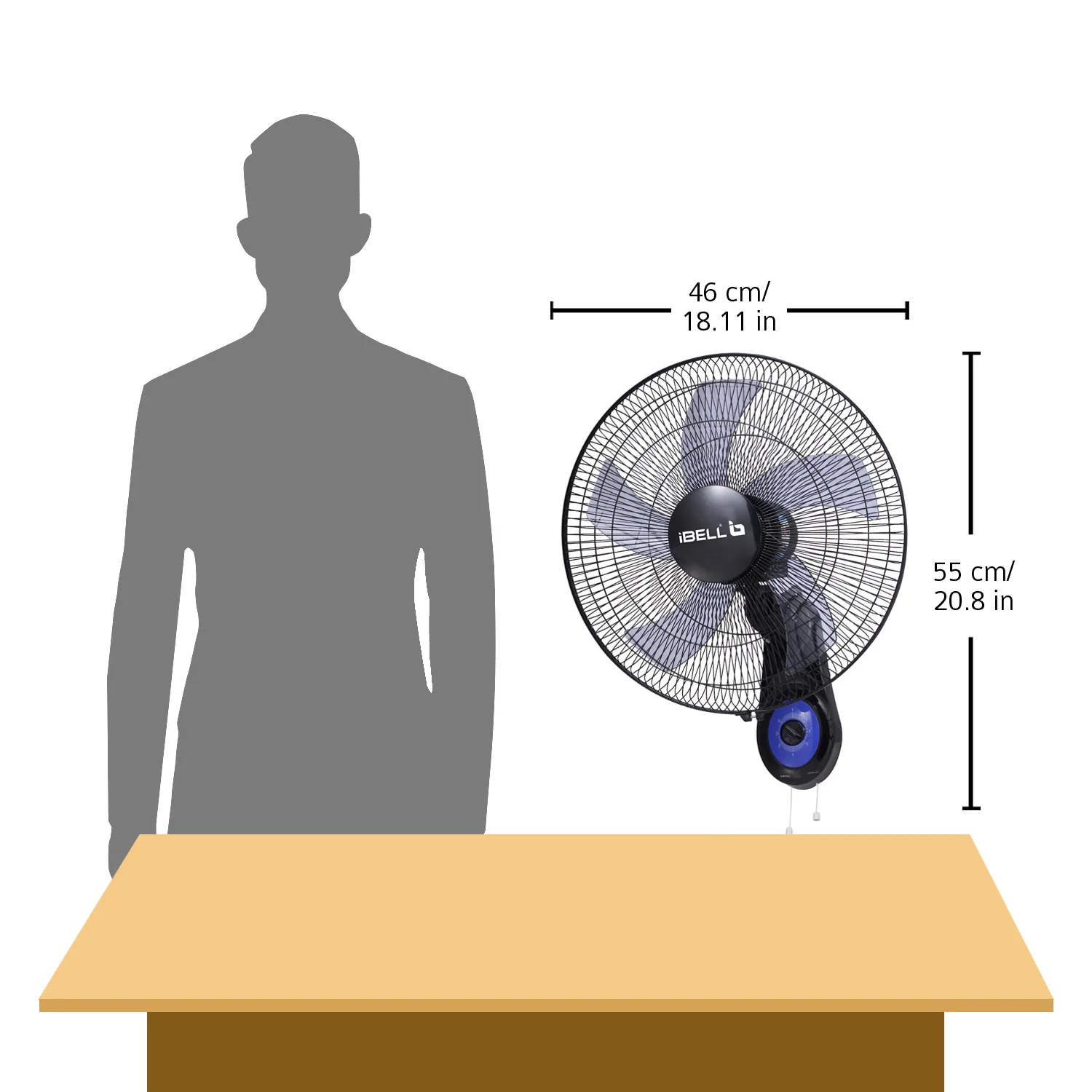 IBELL BLADE WF1980 Premium Wall Fan with 5 Leaf, Low Noise Motor,High Speed - Black, 9 inches - Image 9