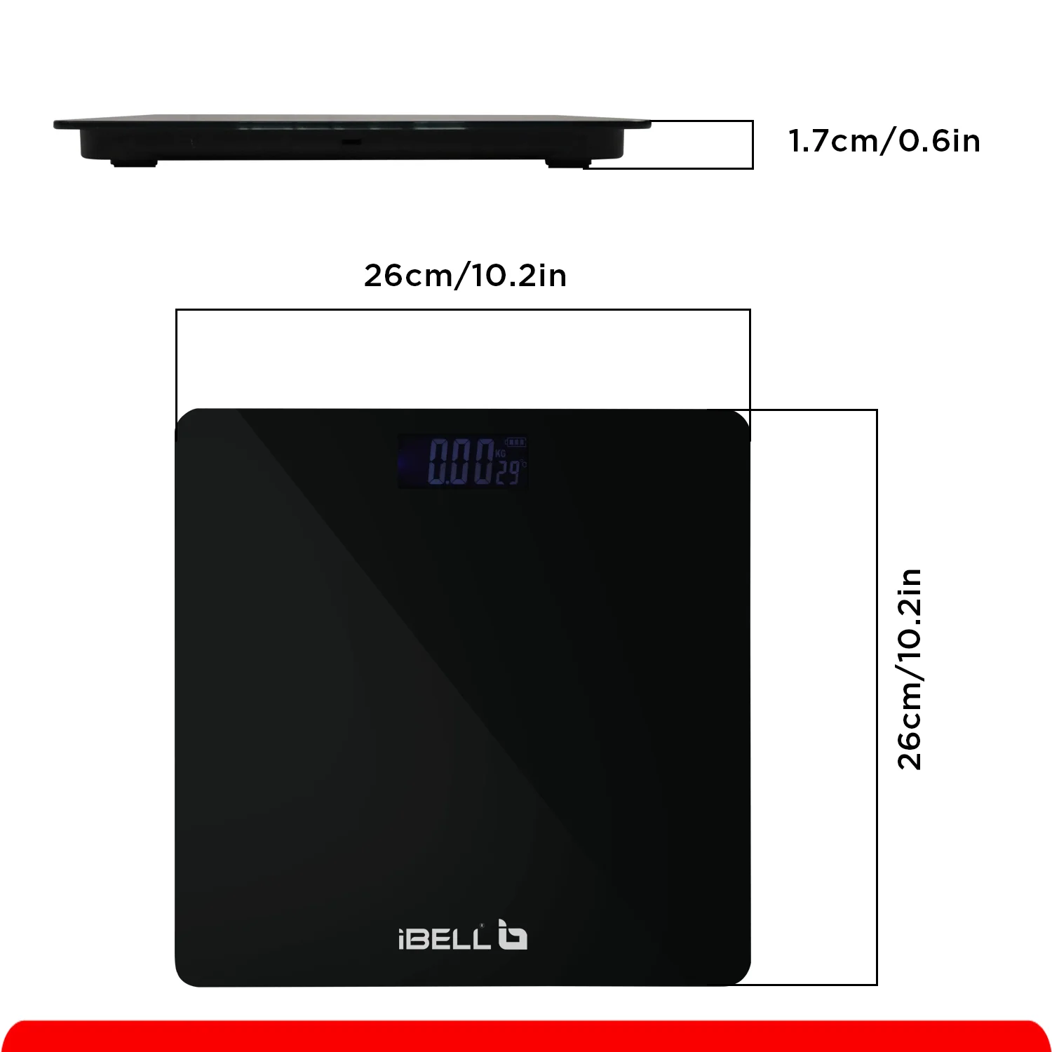 iBELL BS260M Ultra-Light Tempered Glass Backlit LCD Display Digital Personal Body Weight Weighing Scale, Bathroom Scale (180 kg) - Image 4