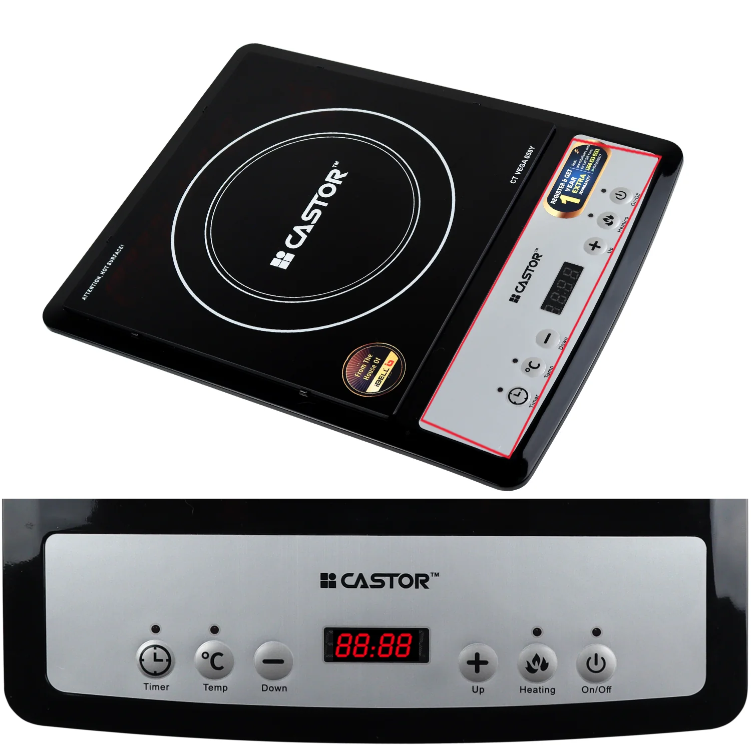 iBELL Castor VEGA Induction Cooktop 2000W, Auto Shut Off and Over Heat Protection, 2yr Warranty (Black) - Image 4
