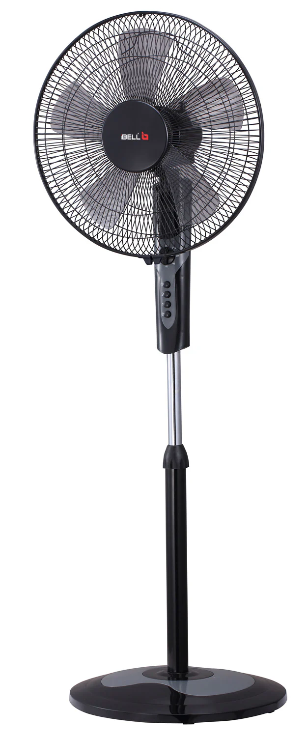 IBELL CHROME10 Pedestal Fan with 2hr Timer, 5 Leaf, High-Speed Motor, Height Adjustable, Portable (Black), 406.4 mm - Image 5
