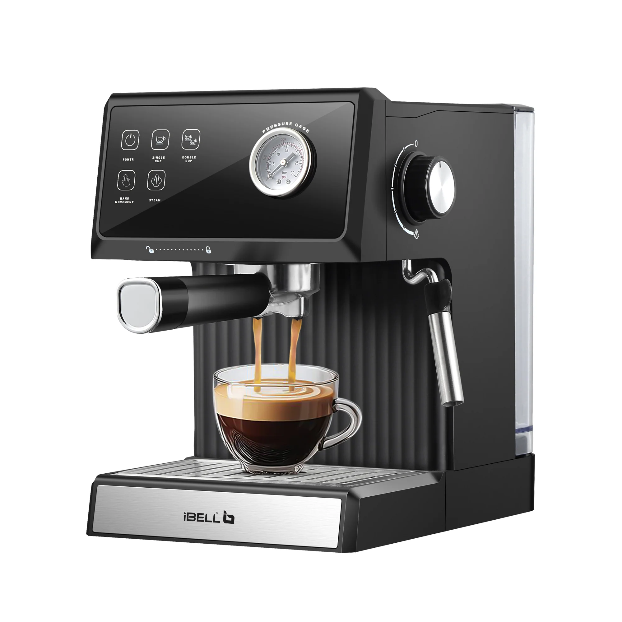 IBELL Espresso Machine, Coffee Maker for Home, 20 BAR, 2 Year Warranty, Touch Controls, Milk Frothing, Temperature Control System for Espresso, Cappuccino, Americano, Latte, 1200W, BARISTAMAX300 - Image 8