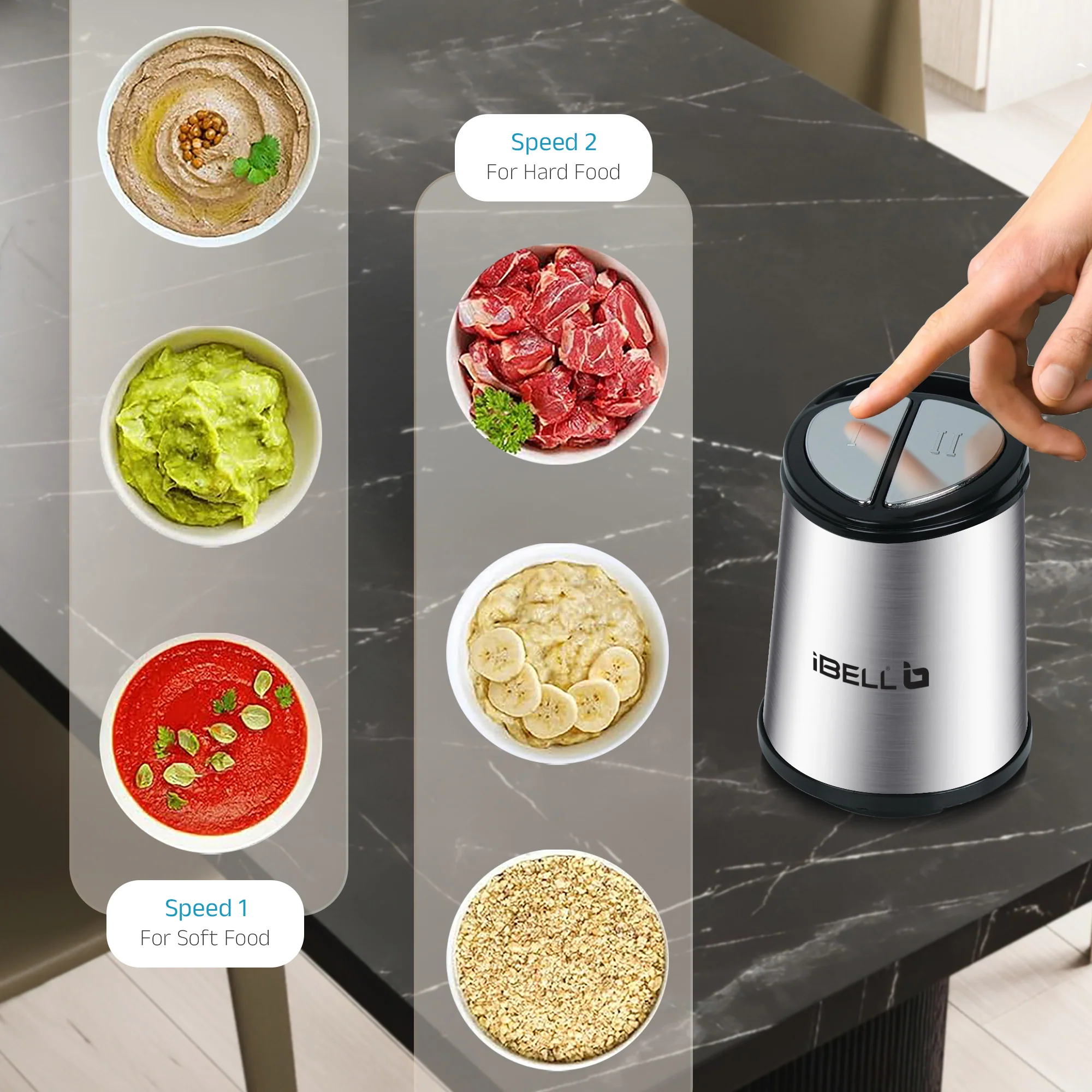IBELL MT200SM Electric Chopper - 2 Litre Stainless Steel Bowl, 700W, Multi Purpose for Cutting Slicing Meat, Vegetables, Nuts & Fruits (Silver) - Image 6