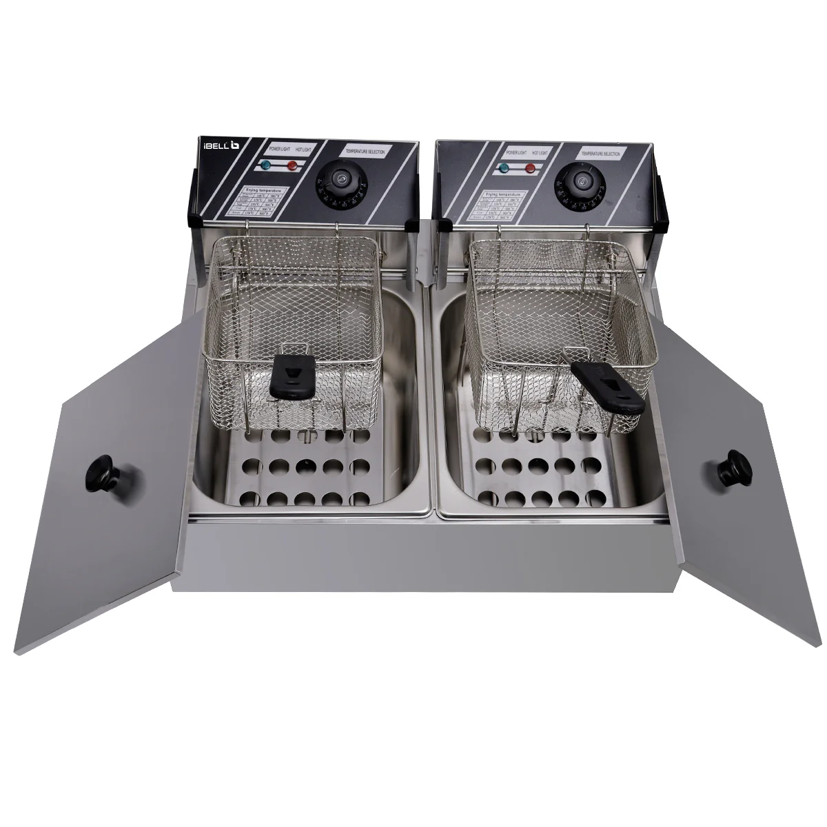 iBELL DF620M Deep Fryer Electric 12 Litre Stainless Steel 2500W, Double Tank/Basket, Variable Temperature Control, Silver - Image 5