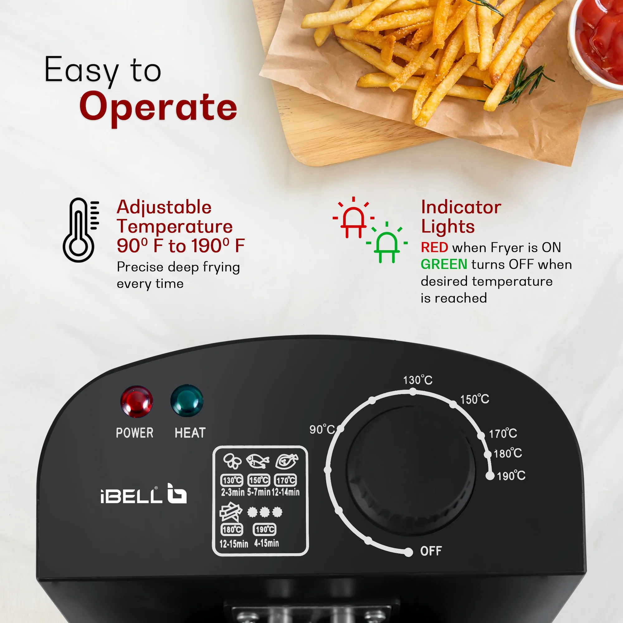 iBELL OILKING300 Electric Deep Fryer | 3 Litre Oil Capacity | 2000W Stainless Steel | Adjustable Temperature Control | Single Tank Fryer with Lid & Handle Basket (Silver) - Image 4