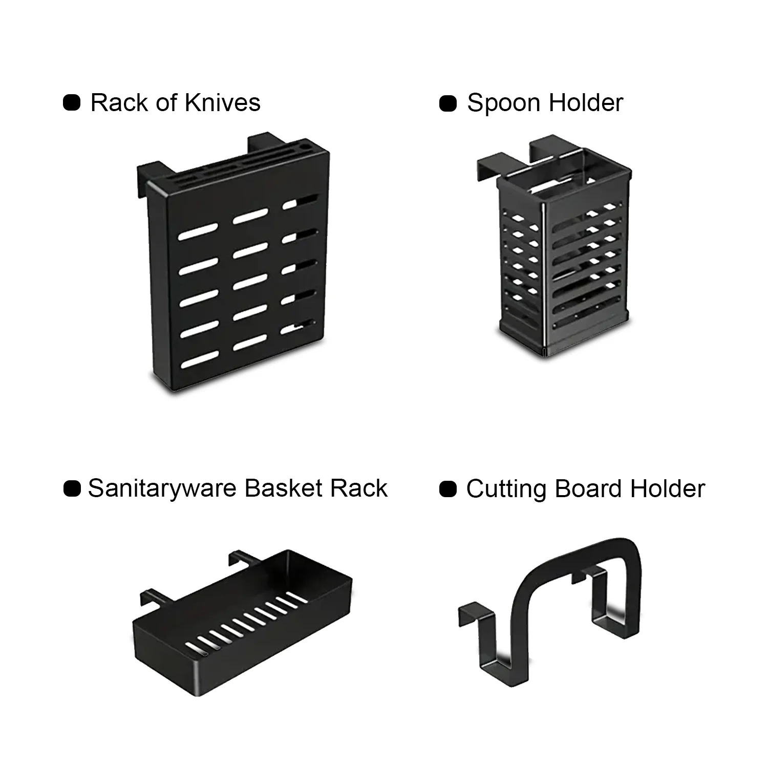 IBELL DR193SM Dish Rack for Kitchen, Adjustable Length Bartan Stand for Drying, Carbon Steel, Kitchen Organizer/Drainer Shelf/Knife Rack/Cutting Board & Sponge Basket/Utensils Storage (Black) - Image 4