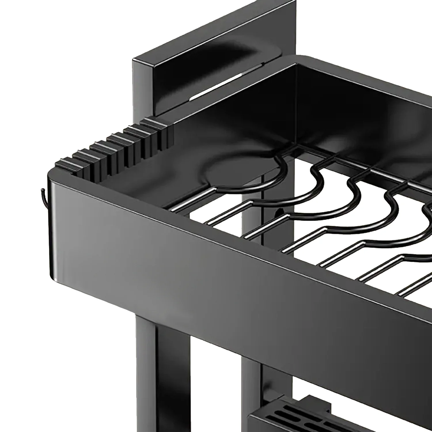 IBELL DR193SM Dish Rack for Kitchen, Adjustable Length Bartan Stand for Drying, Carbon Steel, Kitchen Organizer/Drainer Shelf/Knife Rack/Cutting Board & Sponge Basket/Utensils Storage (Black) - Image 5