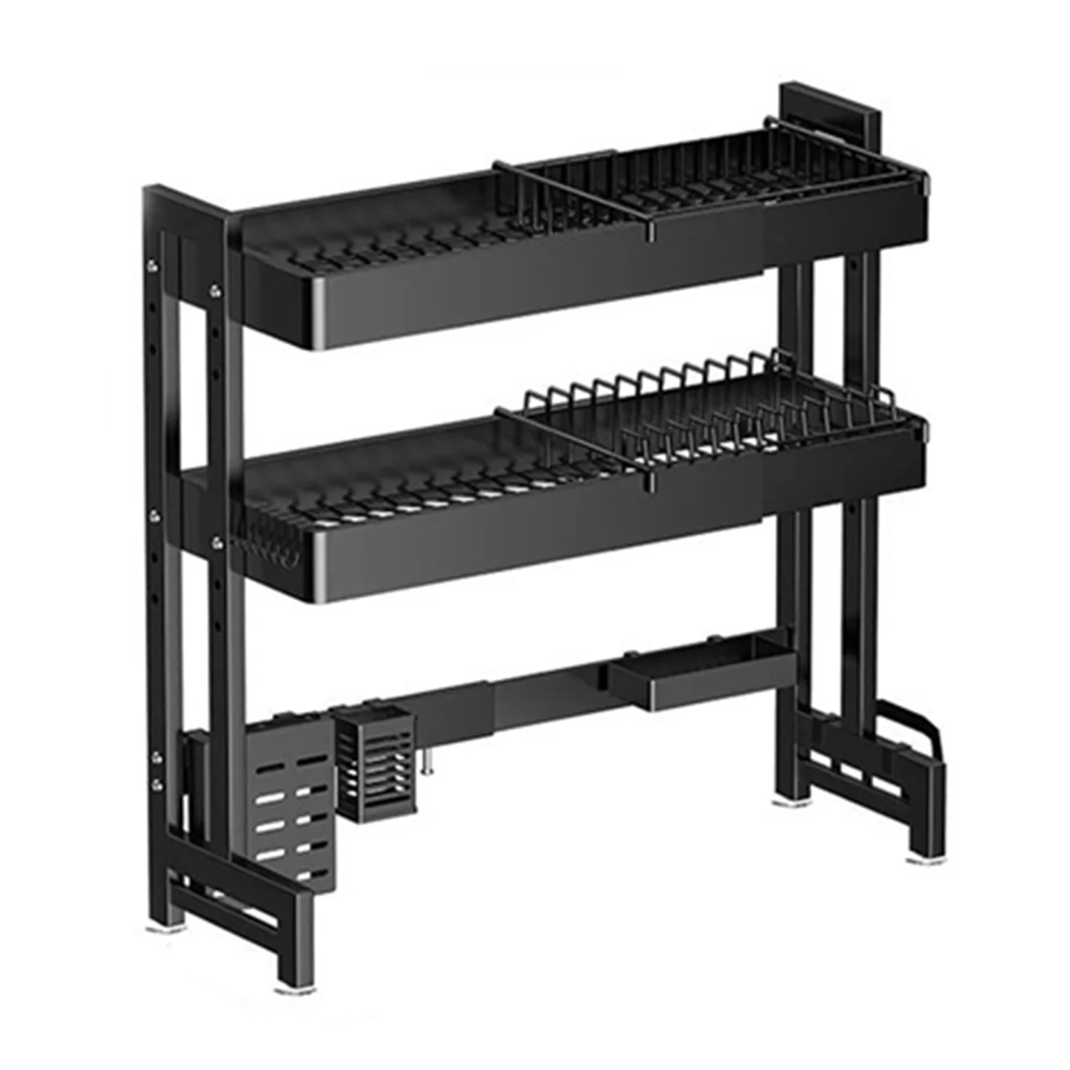 IBELL DR293SM Length Adjustable Dish Drying Rack for Kitchen, 2 Layer, Over The Sink Bartan Stand, Carbon Steel (Black) - Image 7