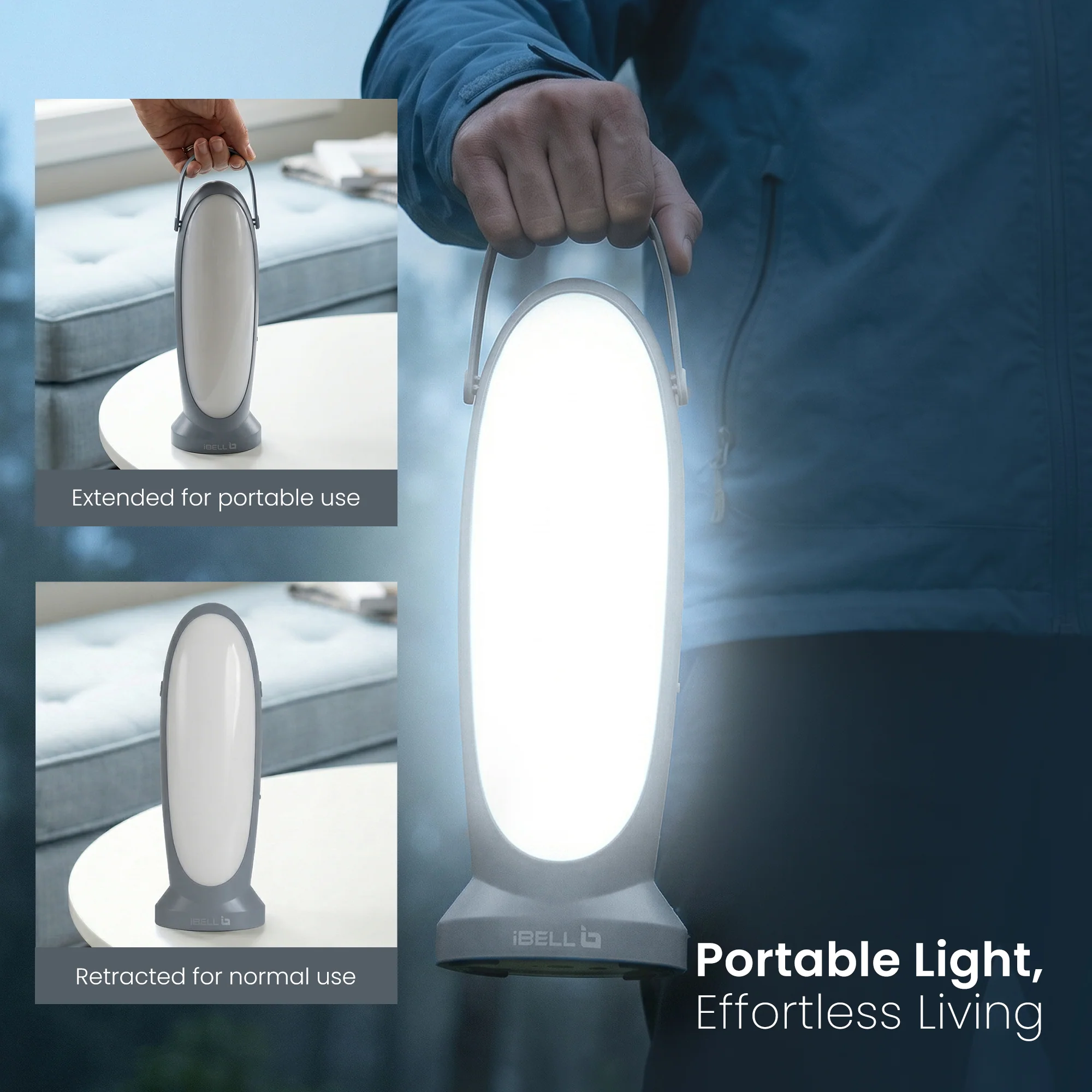 IBELL EL8467SL Rechargeable Emergency Handlamp Torch, LED with 3 Light Modes, Type C Charging, Light Weight, Super Bright, Portable Flashlight (Grey) - Image 7