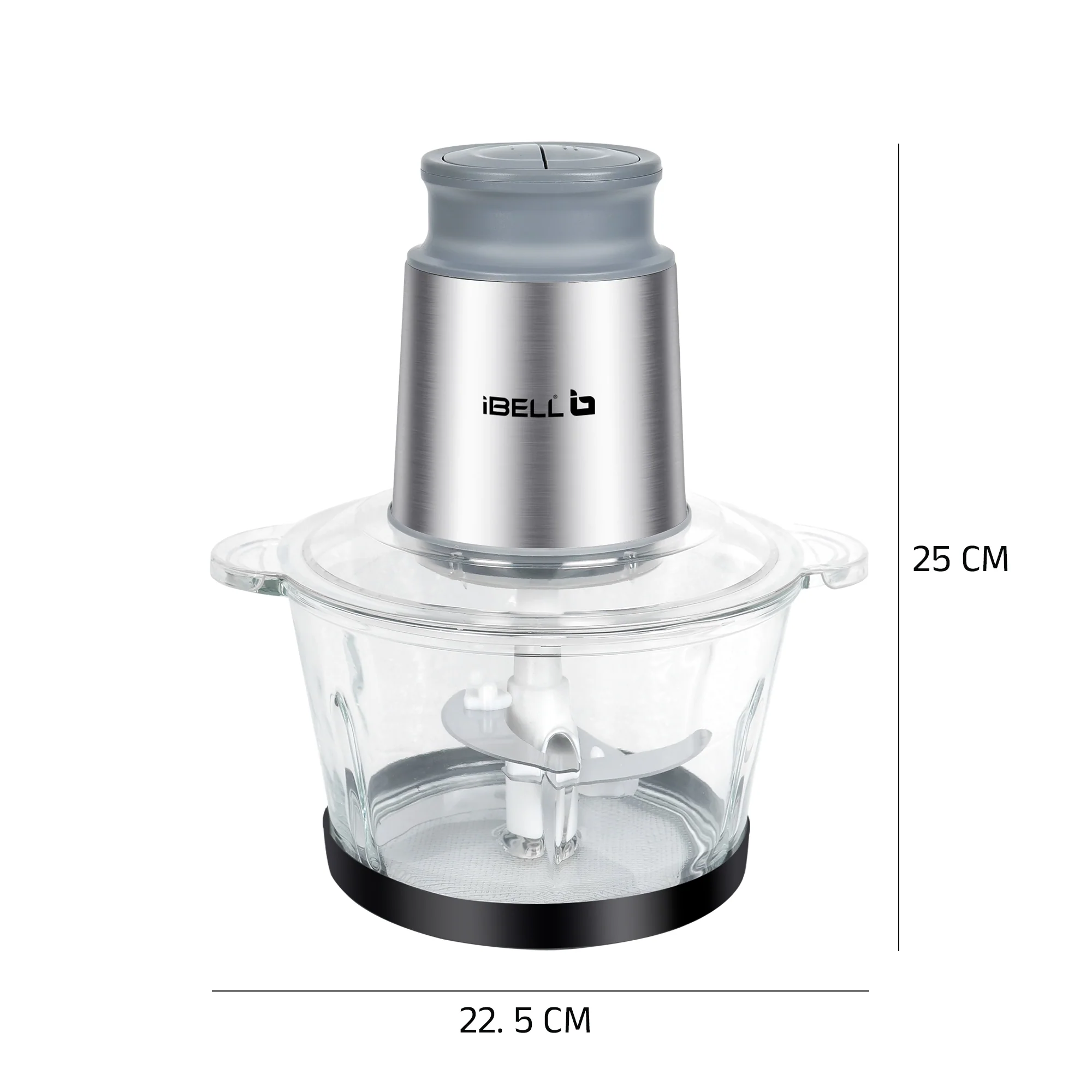 IBELL MT200GM Electric Chopper - 2 Litre Glass Bowl, 700W, Multi Purpose for Cutting Slicing Meat, Vegetables, Nuts & Fruits (Silver) - Image 3