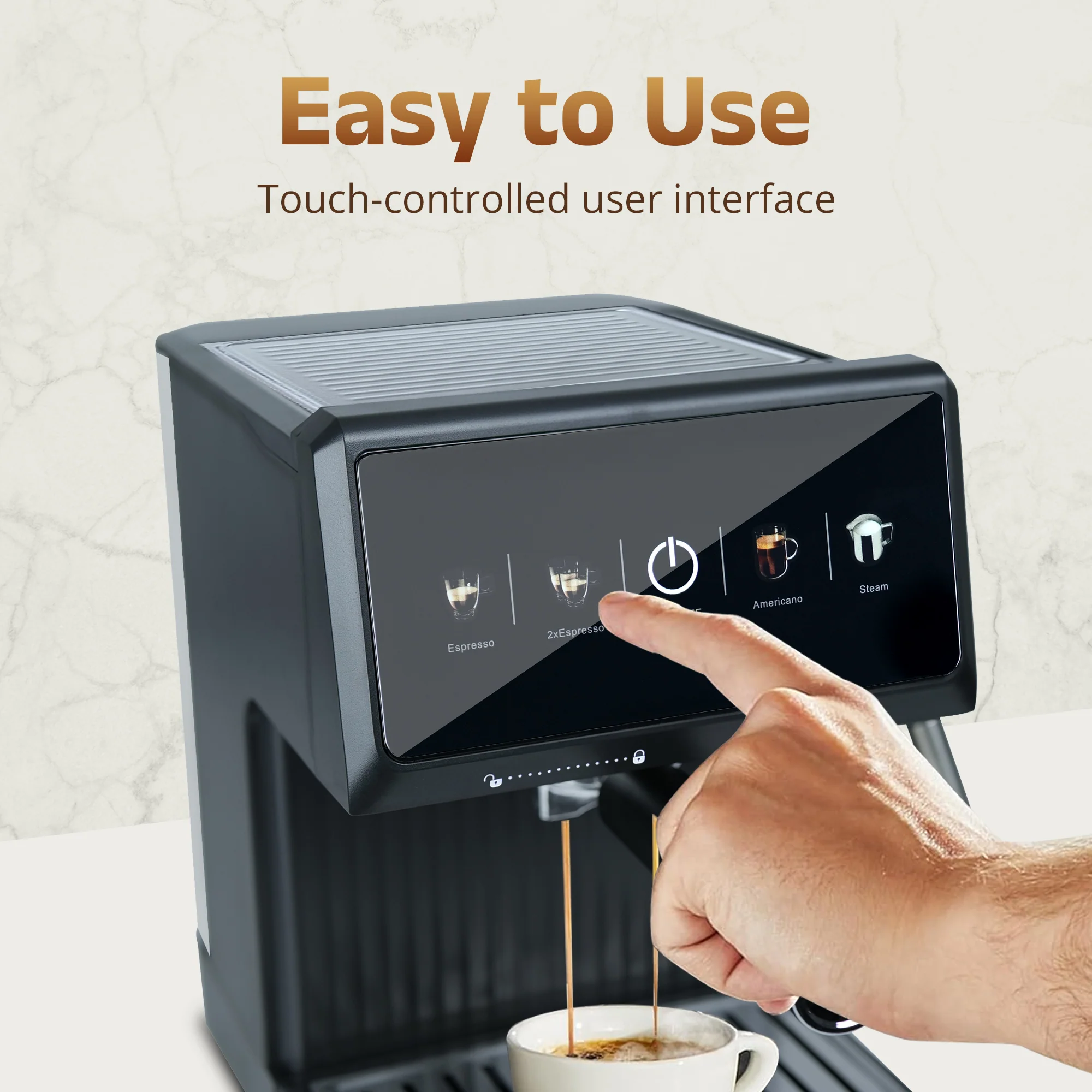 IBELL Coffee Maker Machine for Home, 20 BAR Espresso Coffee Machine, Touch Controls, Milk Frothing & Temperature Control, 1200W, For Cappuccino, Latte & Americano (BARISTAMAX200) - Image 8