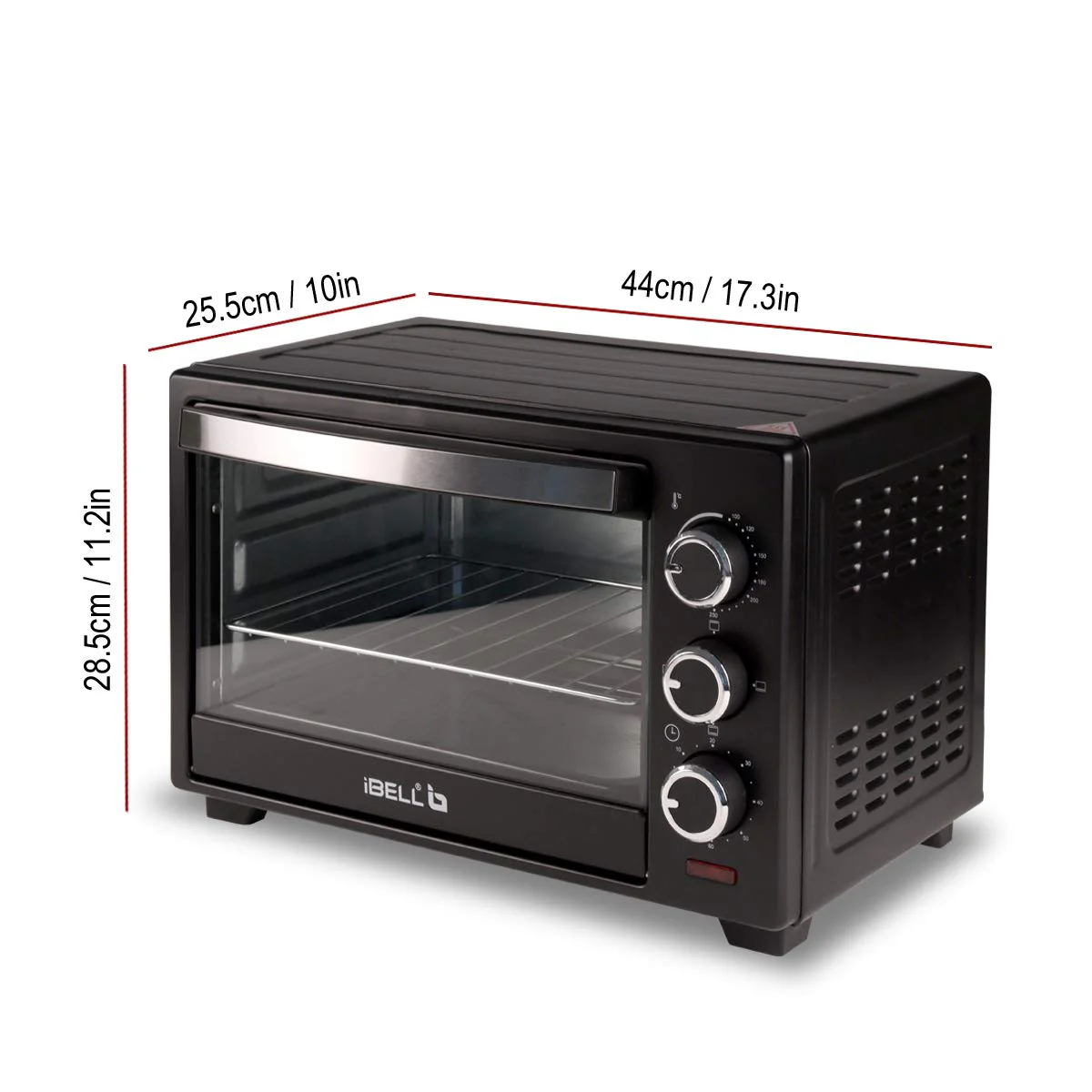 iBELL EO19LG | OTG 19 Litre, Oven Toaster Griller with Multi-Stage Heating Modes, Auto Off, 1500Watt | Black - Image 4