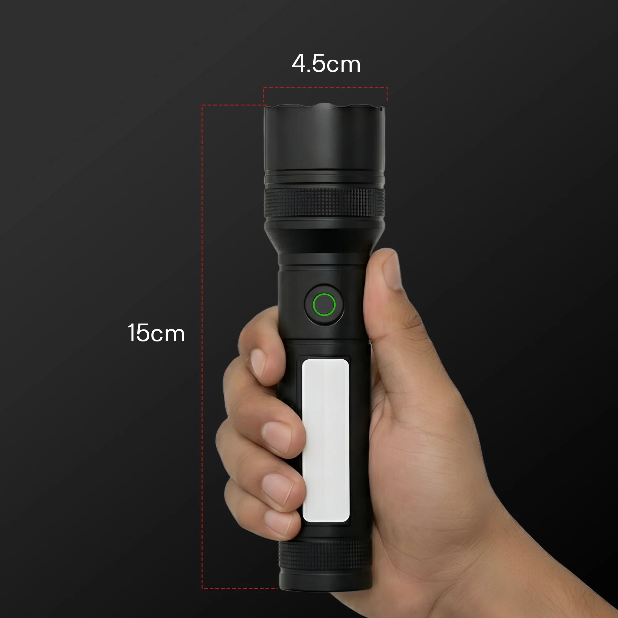 IBELL LUMINEX 800 Rechargeable Torch Light High Power, 6 Light Modes, Telescopic Zoom, Type C Charging, LED Flashlight, Super Bright & Long Distance Range, for Home, Outdoor & Emergency Use (Black)) - Image 5