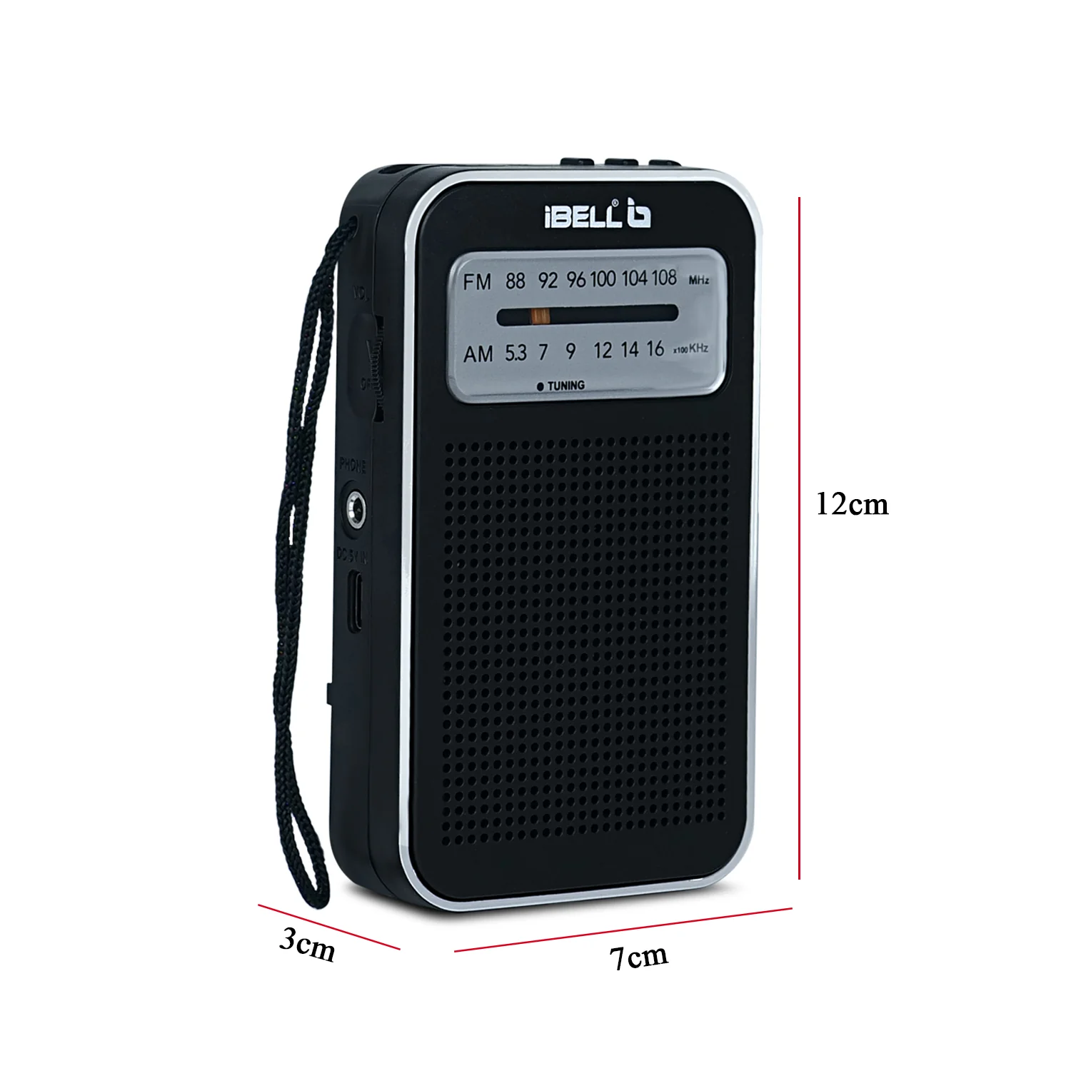 iBELL FM720BT Portable Pocket FM Radio with Bluetooth Speaker, USB/SD MP3 Player, Rechargeable with Type C Port, 2 Band (Black) - Image 8
