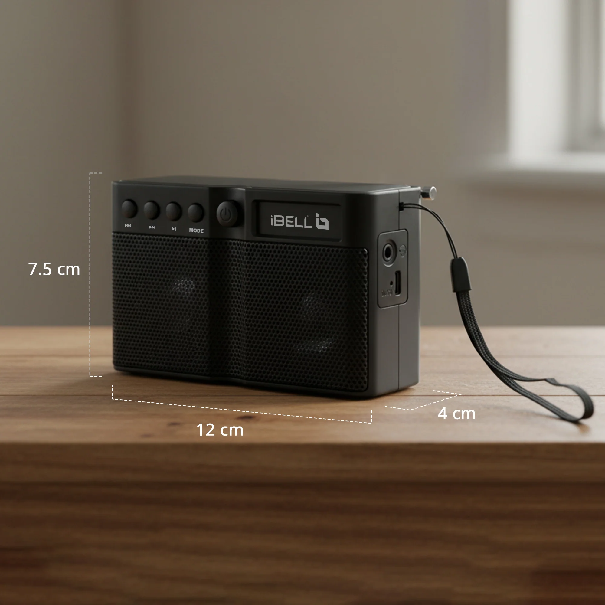 iBELL FM760BT Portable FM Radio with Bluetooth Speaker, USB Charging, Headphone Jack & Built-in Rechargeable Battery (Black) - Image 5