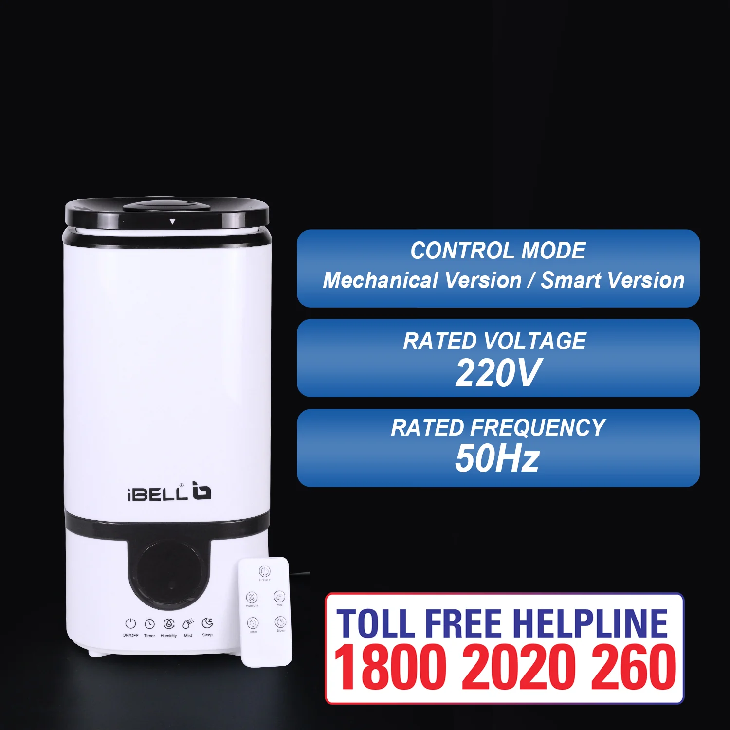 iBELL Humidifier for room with Remote, Digital display, 4.5L, Ultrasonic, Adjustable Mist Output, Super Quiet 360° Nozzle, Lasts Up To 24 Hrs, Essential Oil Diffuser, HU450RB (White) - Image 6