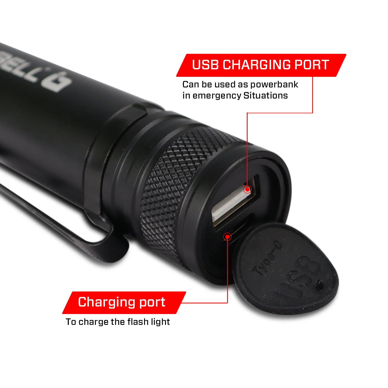 IBELL FL8375S Rechargeable Torch, Powerbank Function, Aircraft Aluminum Body, Telescopic Zoom, Water Resistant Flashlight with Multiple Light Modes (Black) LED - Image 4