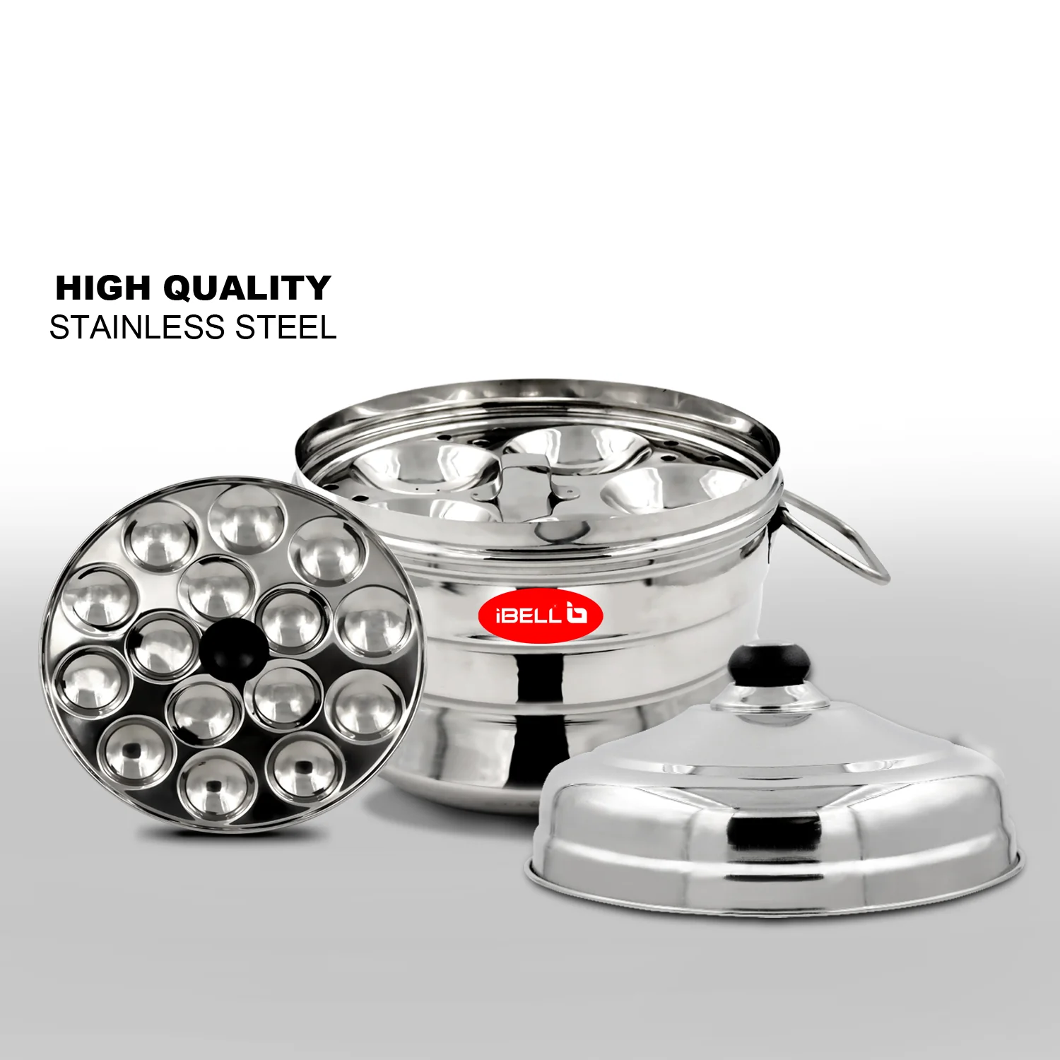 iBELL Stainless Steel Idly Pot with Steamer and Mini 3 Idli Plates (Silver) - Image 7