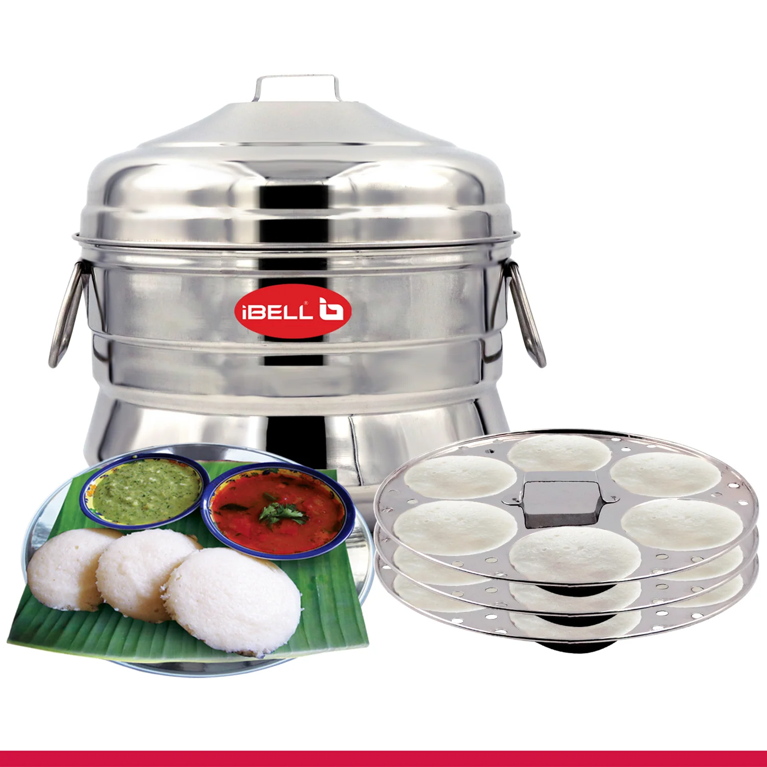 iBELL IP18P3 Stainless Steel High Food Grade Idly Pot, 3 Plates/18 Idly, Silver - Image 6
