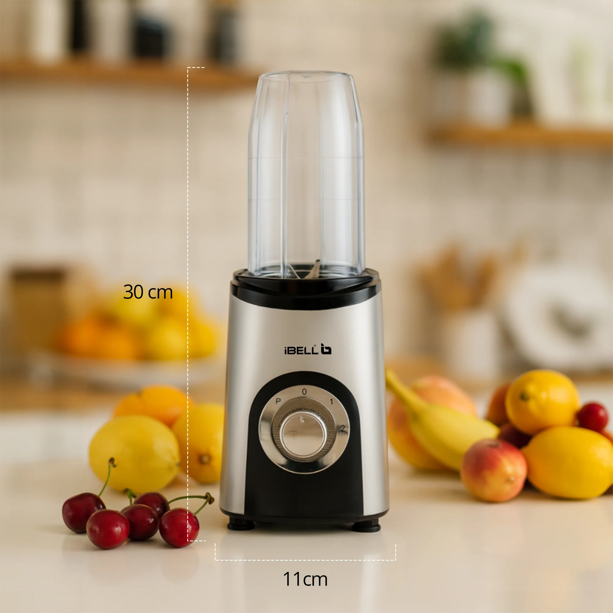 iBELL Juicer Mixer Grinder Chopper For Home, Smoothie Maker, 600W,2 Blades 3 Multipurpose Jars, 3 Modes, 100% Copper Motor, 24,000 RPM, Nutri Blender With Stainless Steel Blades (Silver) - Image 7