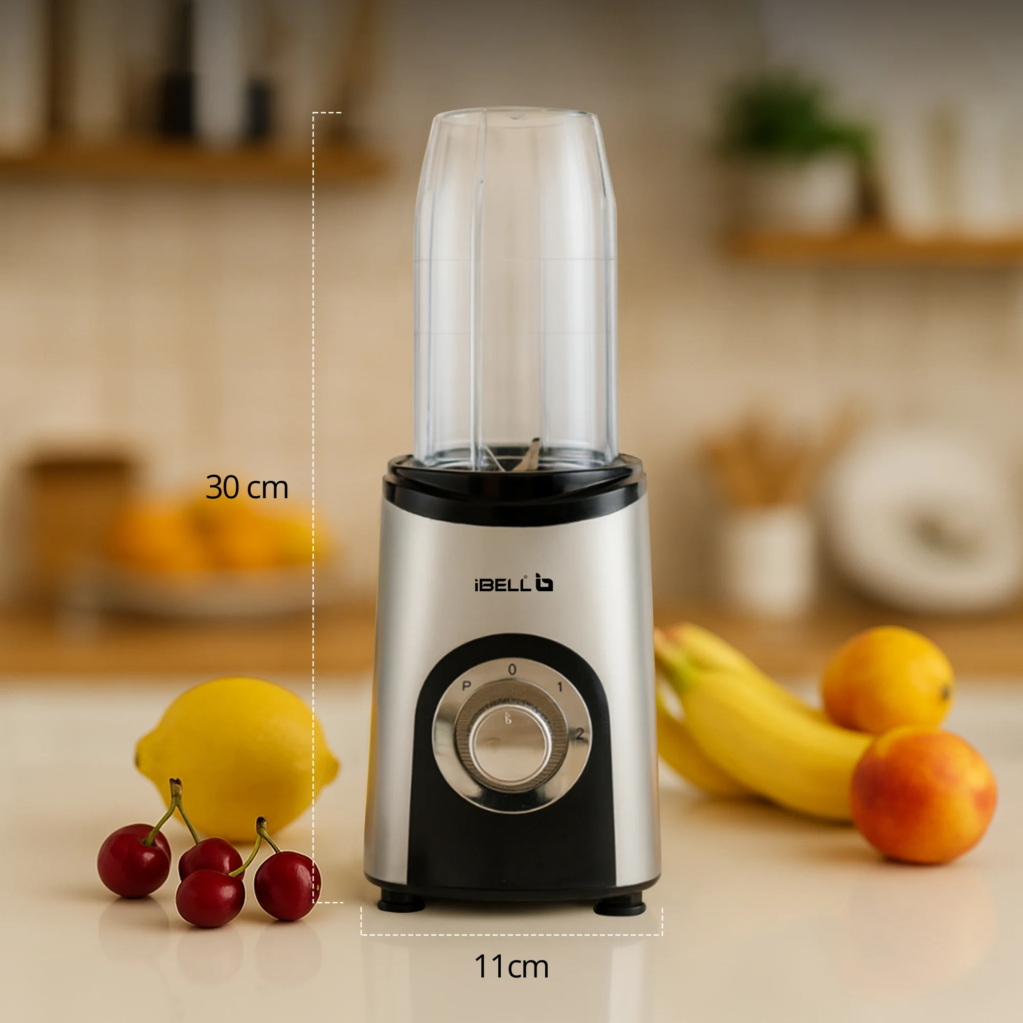 iBELL Juicer Mixer Grinder For Home, Smoothie Maker, 600W,2 Blades 3 Modes, 5 Multi-Purpose Jars, 100% Copper Motor, 24,000 RPM, Nutri Blender With Stainless Steel Blades (Silver) - Image 8