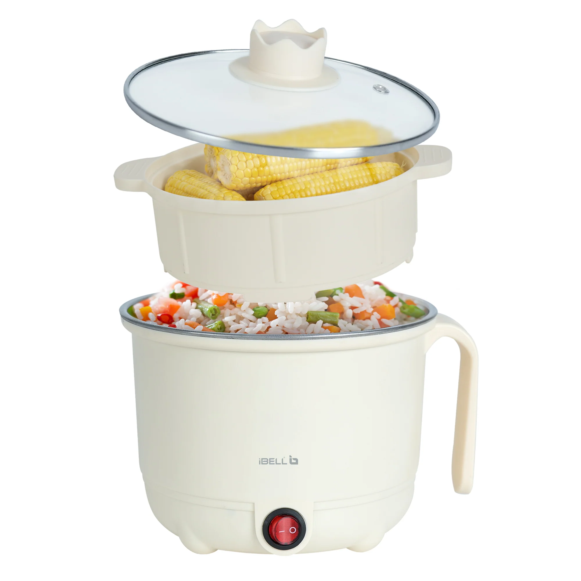 IBELL MPK150PM Multipurpose Electric Kettle, 1.5 Litre, 600W, 2 Cooking Pots & Egg Boiler, Temperature Control, For boiling Water, Egg, Stainless Steel Body (White) - Image 2